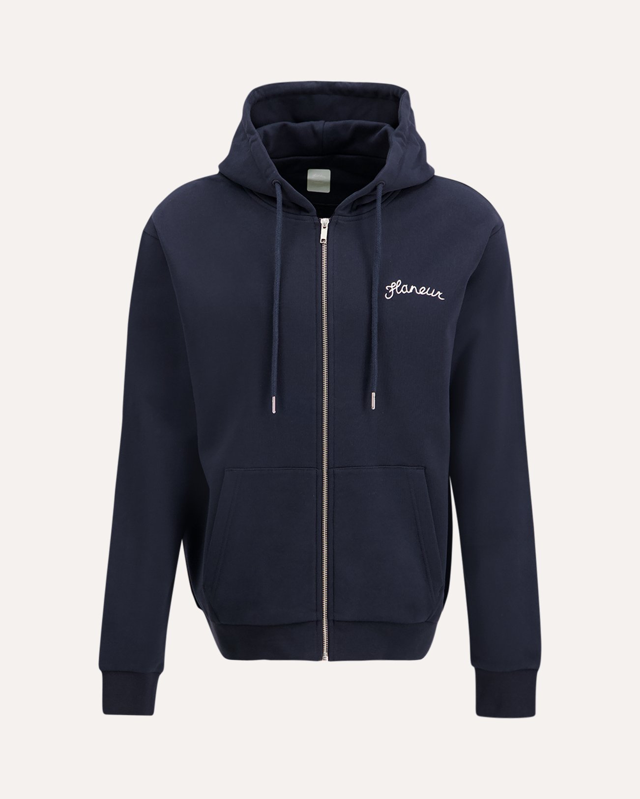Flaneur Signature Zip-Up Hoodie DONKERBLAUW 1