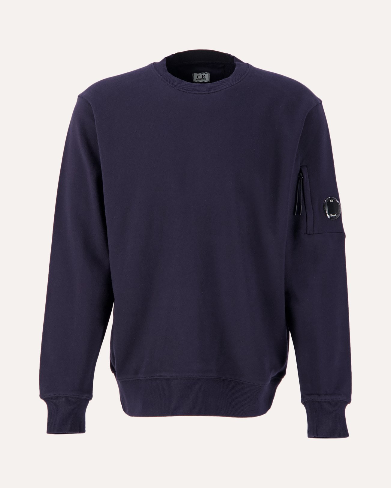 C.P. Company Diagonal Raised Fleece Crew Neck Lens Sweatshirt DONKERBLAUW 1