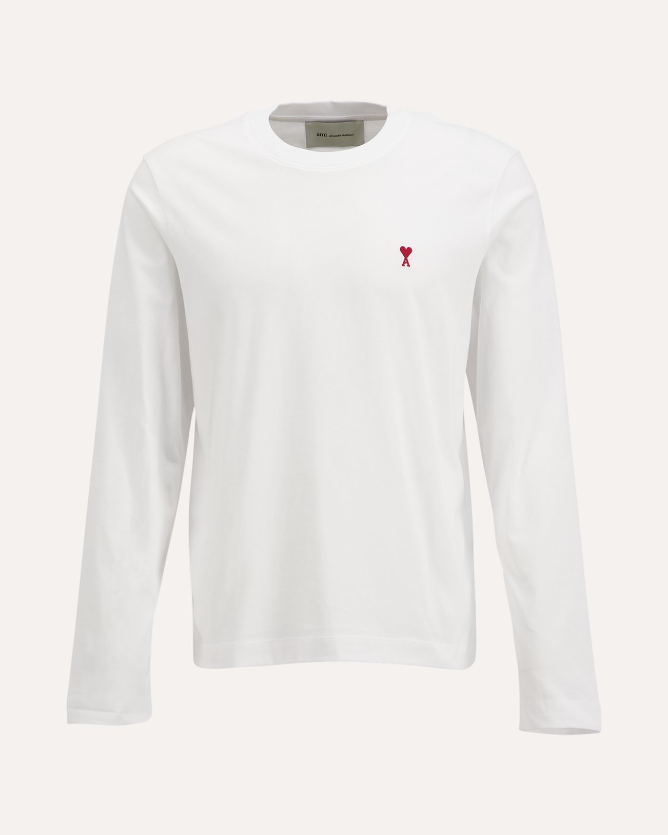 AMI Paris Long Sleeves Tshirt With Red Ami De Coeur WIT 1