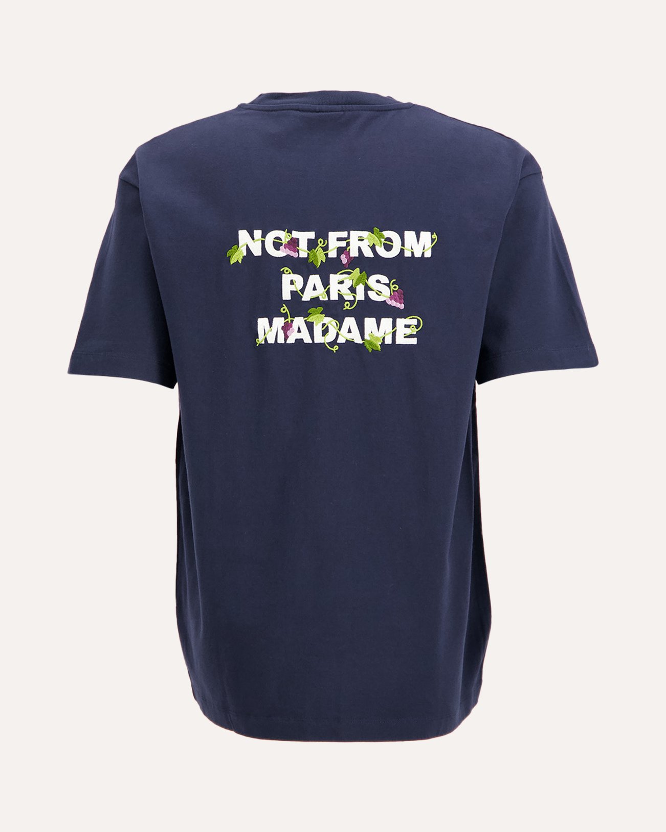 Drole de Monsieur Vine Embroidered Slogan T-shirt DONKERBLAUW 1