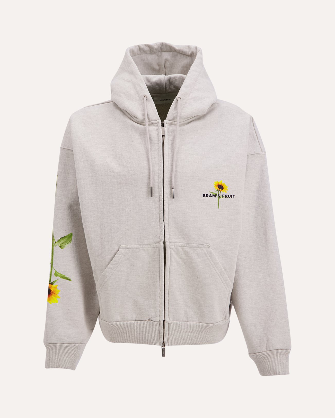 Brams Fruit Sunflower Zipper Hoodie BEIGE 1