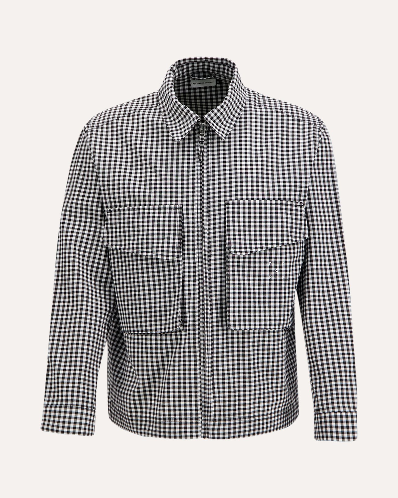 POP Trading Company Gingham Boxer Overshirt ZWART 1