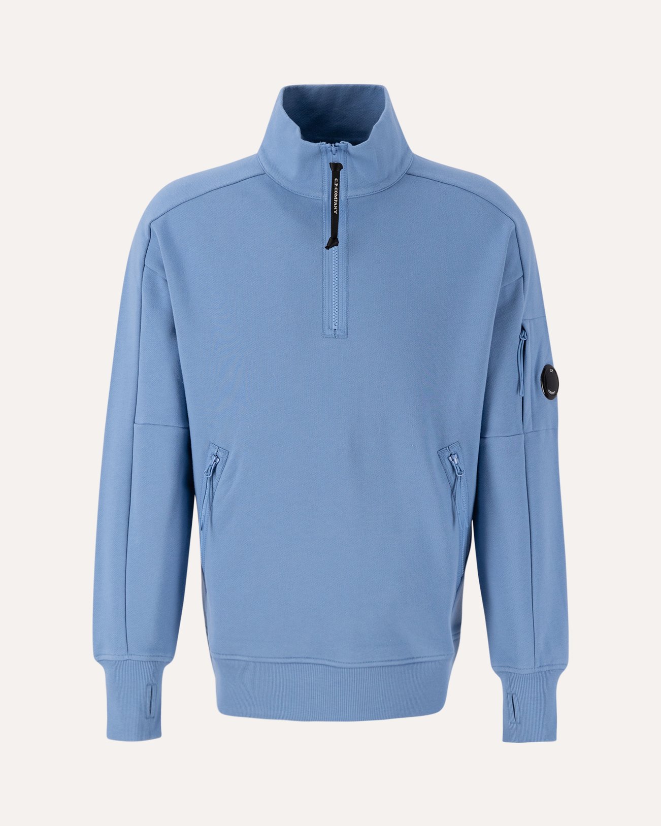 C.P. Company Diagonal Raised Fleece Quarter Zipped Sweatshirt BLAUW 1