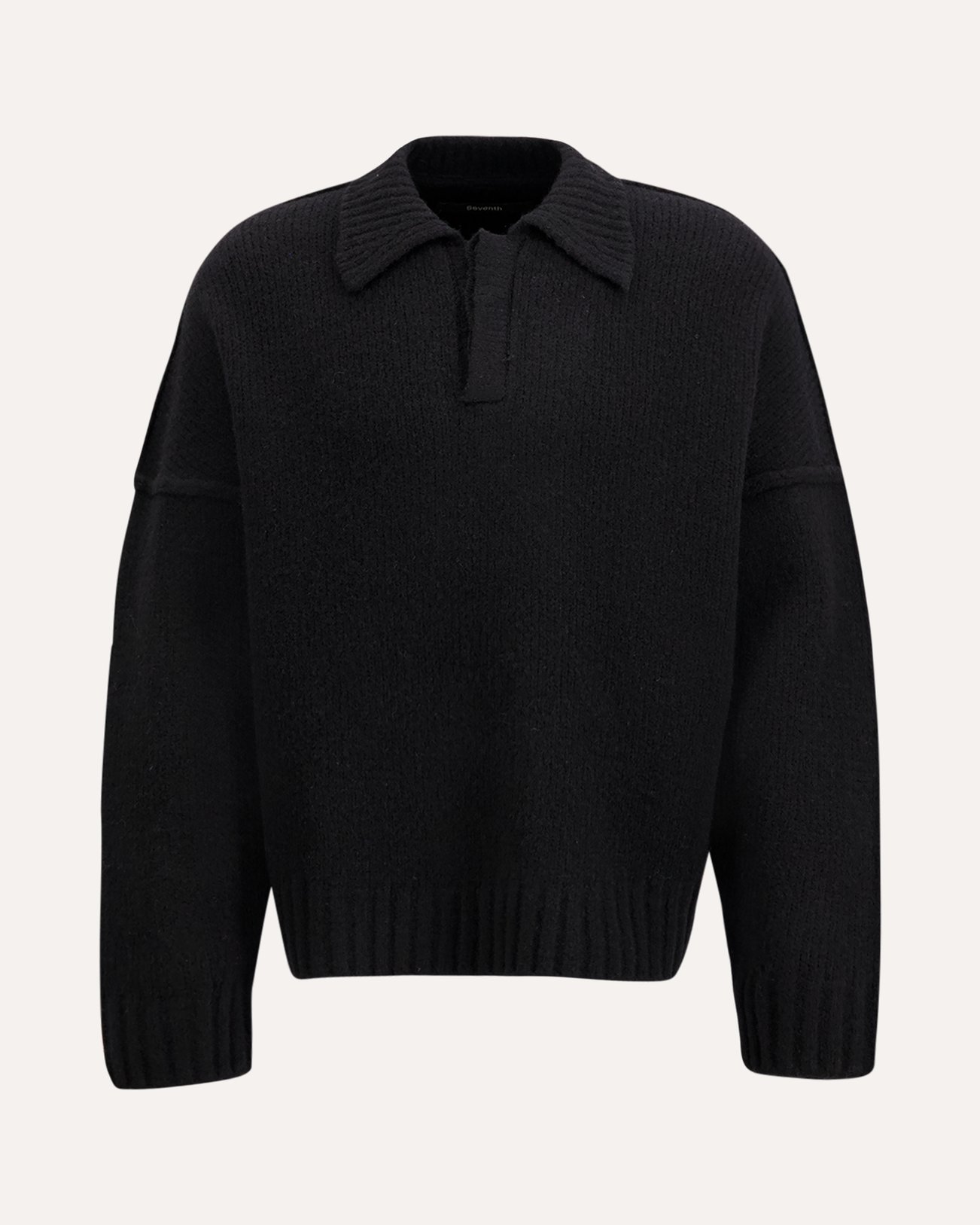 Seventh Wool Knit Polo ZWART 1