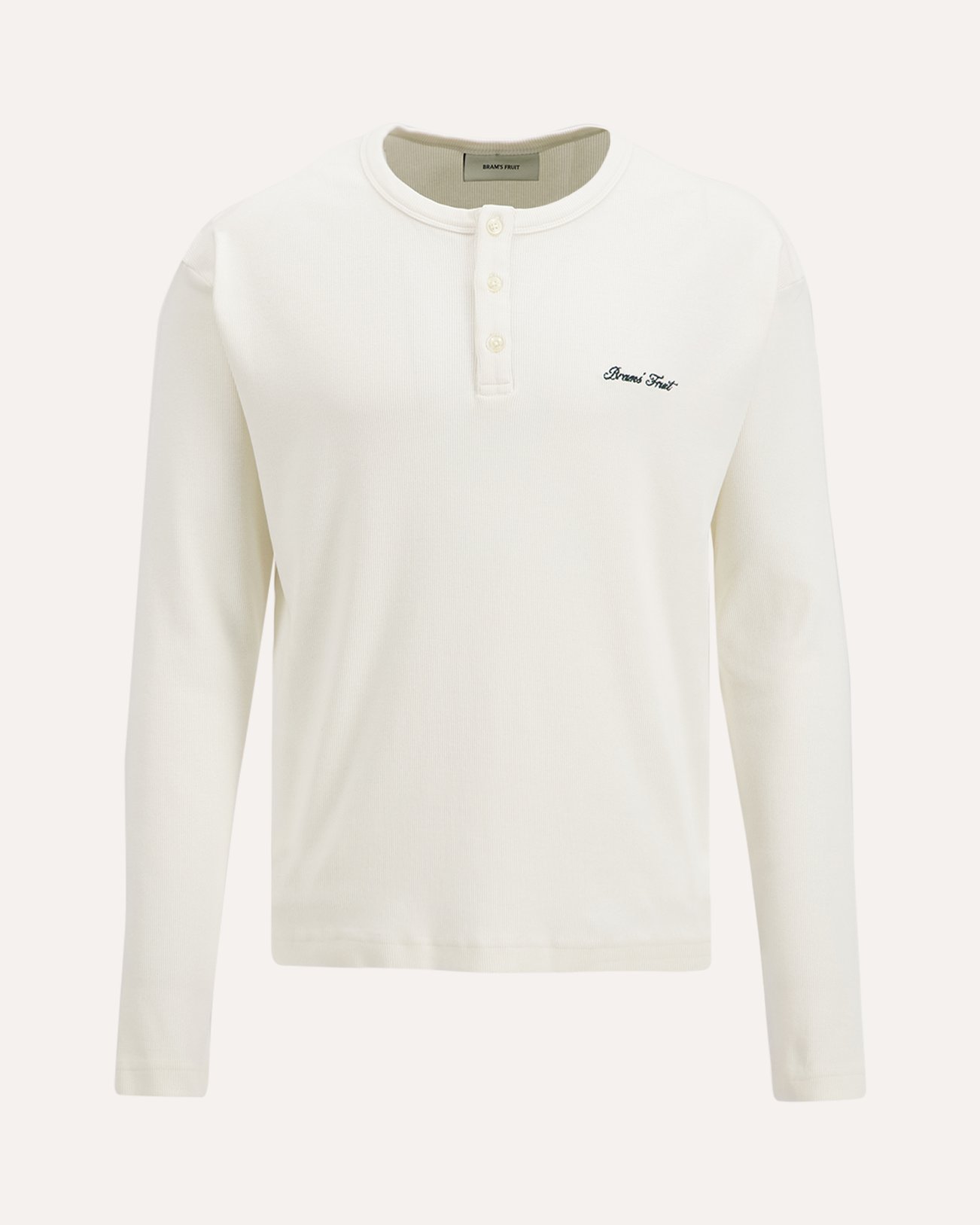 Brams Fruit Script Logo Henley Longsleeve WIT 1