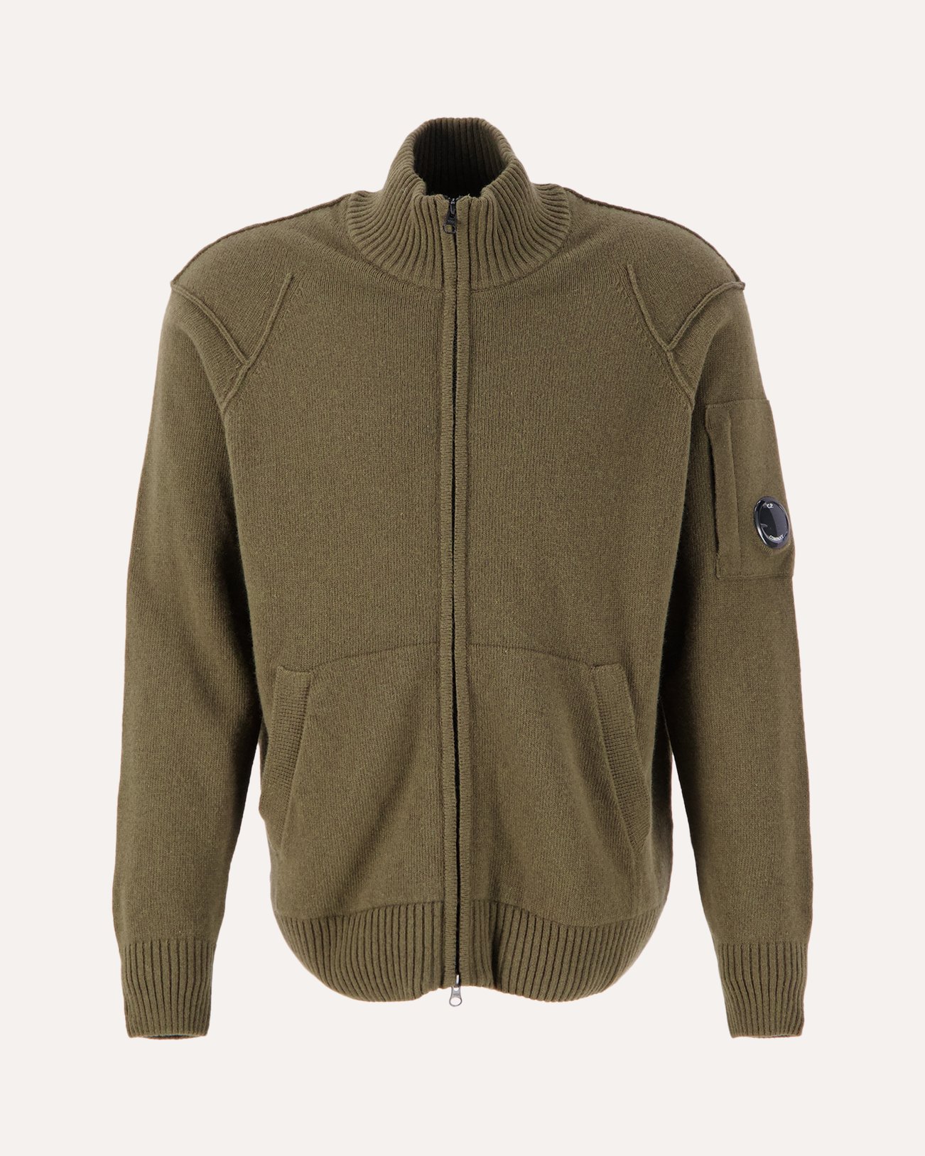 C.P. Company Lambswool Zipped Knit DONKERGROEN 1