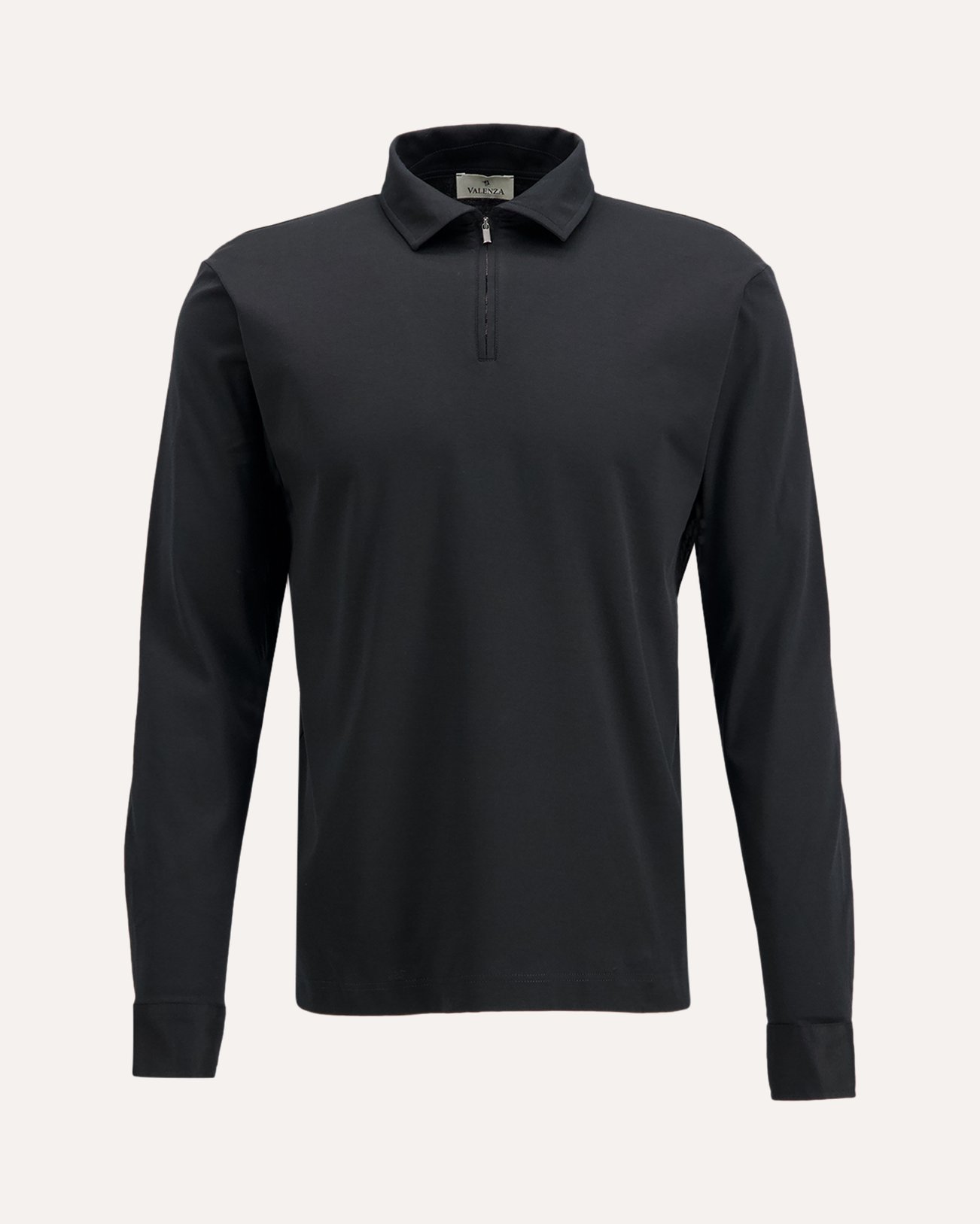 Valenza Supima Polo Zip Collar L/S ZWART 1