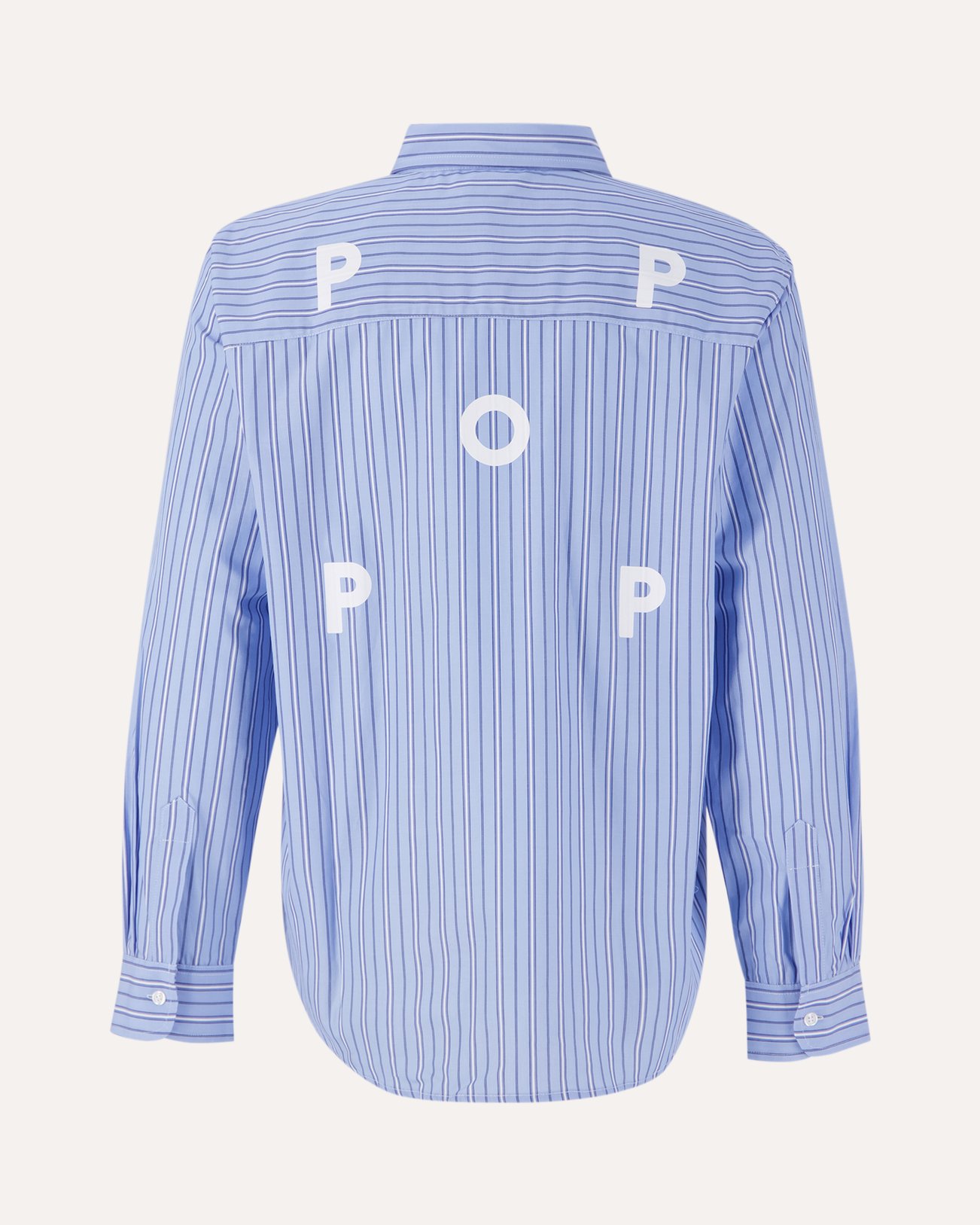 POP Trading Company Striped Logo Shirt BLAUW 1