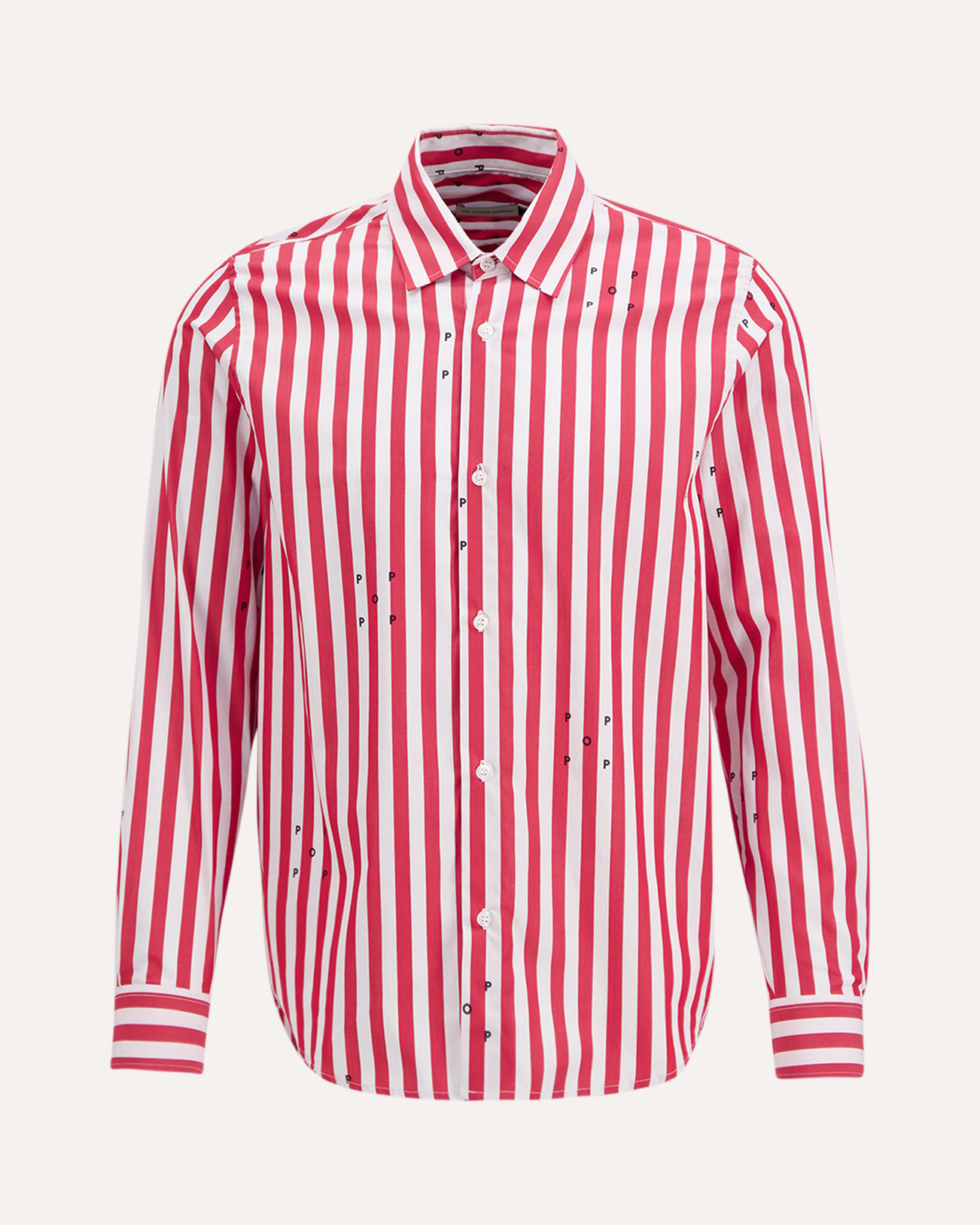 POP Trading Company Logos Stripe Shirt ROOD 1