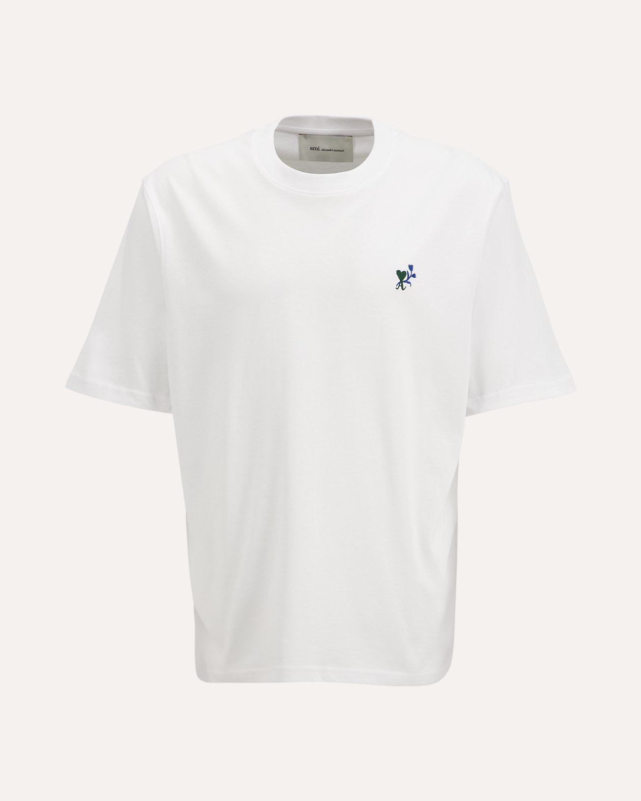 AMI Paris Tshirt With Embroidery Ami De Coeur Tulipe WIT 1