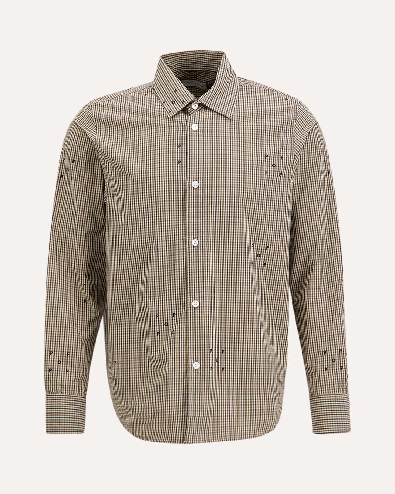 POP Trading Company Checked Allover Logo Shirt BRUIN 1