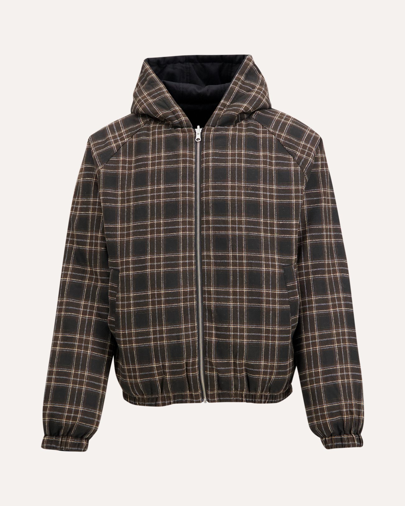 Arte Antwerp Reversible Plaid Hooded Jacket ZWART 1