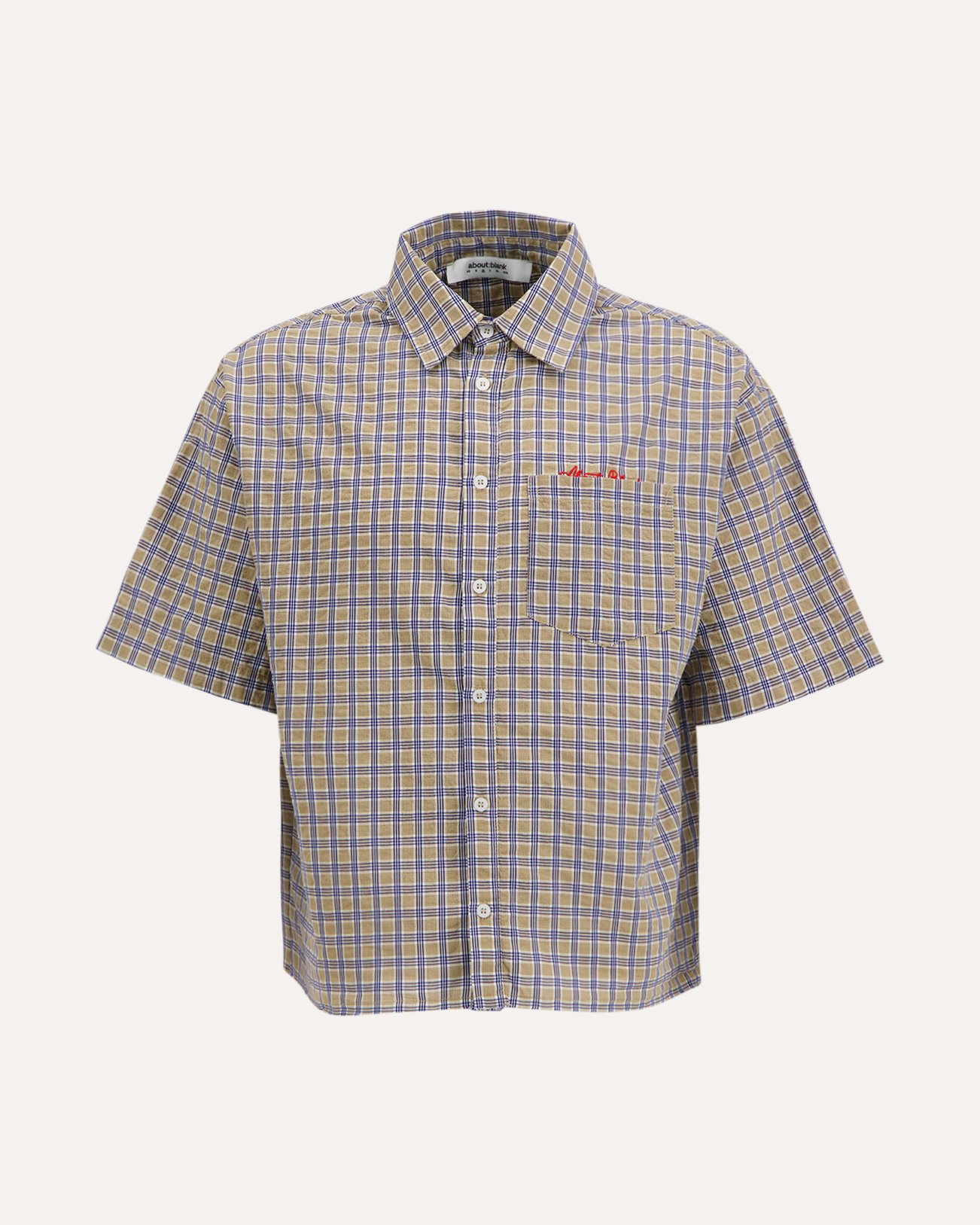 about:blank Raw Hem S/S Check Shirt GOUD 1