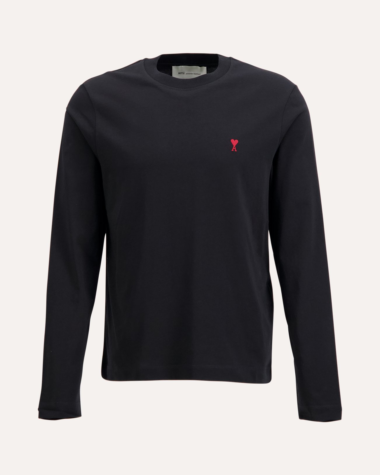 AMI Paris Long Sleeves Tshirt With Red Ami De Coeur ZWART 1