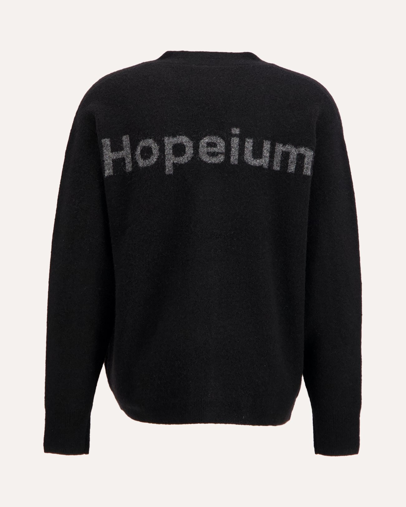 Hopeium Alpaca Blend Logo Cardigan ZWART 1