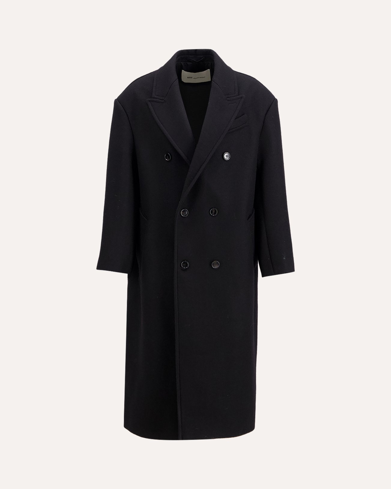 AMI Paris Double Breasted Long Cozy Coat ZWART 1