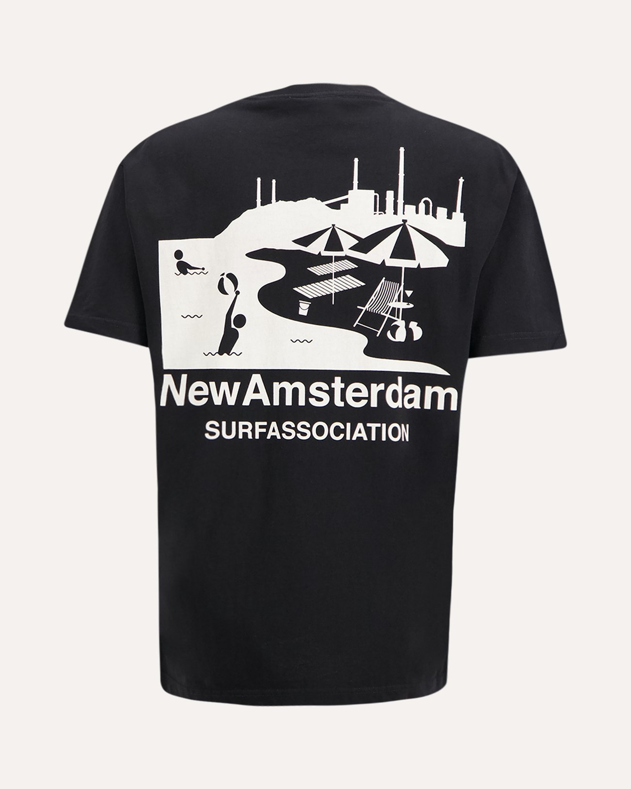New Amsterdam Surf Association Beach Sign Tee ZWART 1