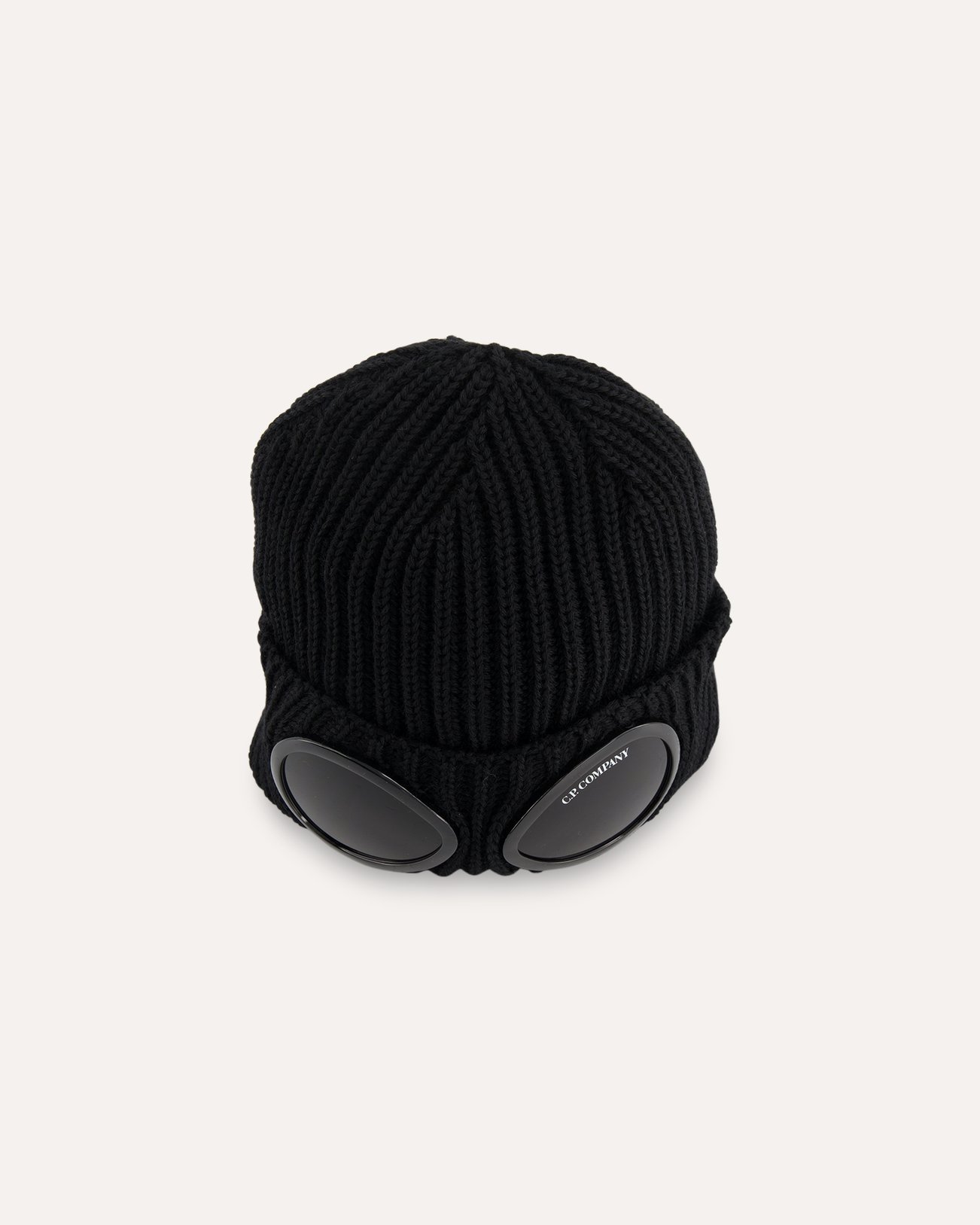 C.P. Company Extra Fine Merino Wool Goggle Beanie ZWART 1