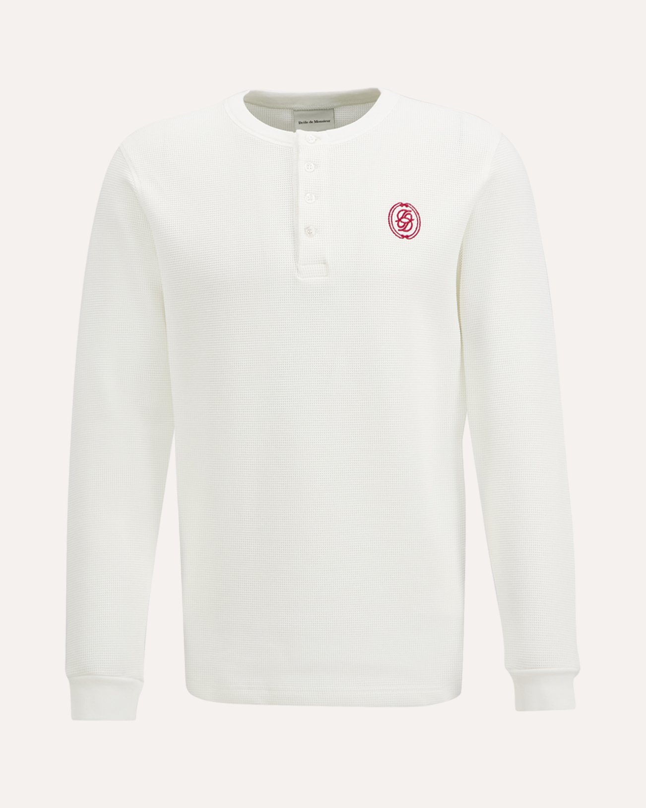 Drole de Monsieur D Mirror Waffle Longsleeve T-Shirt WIT 1