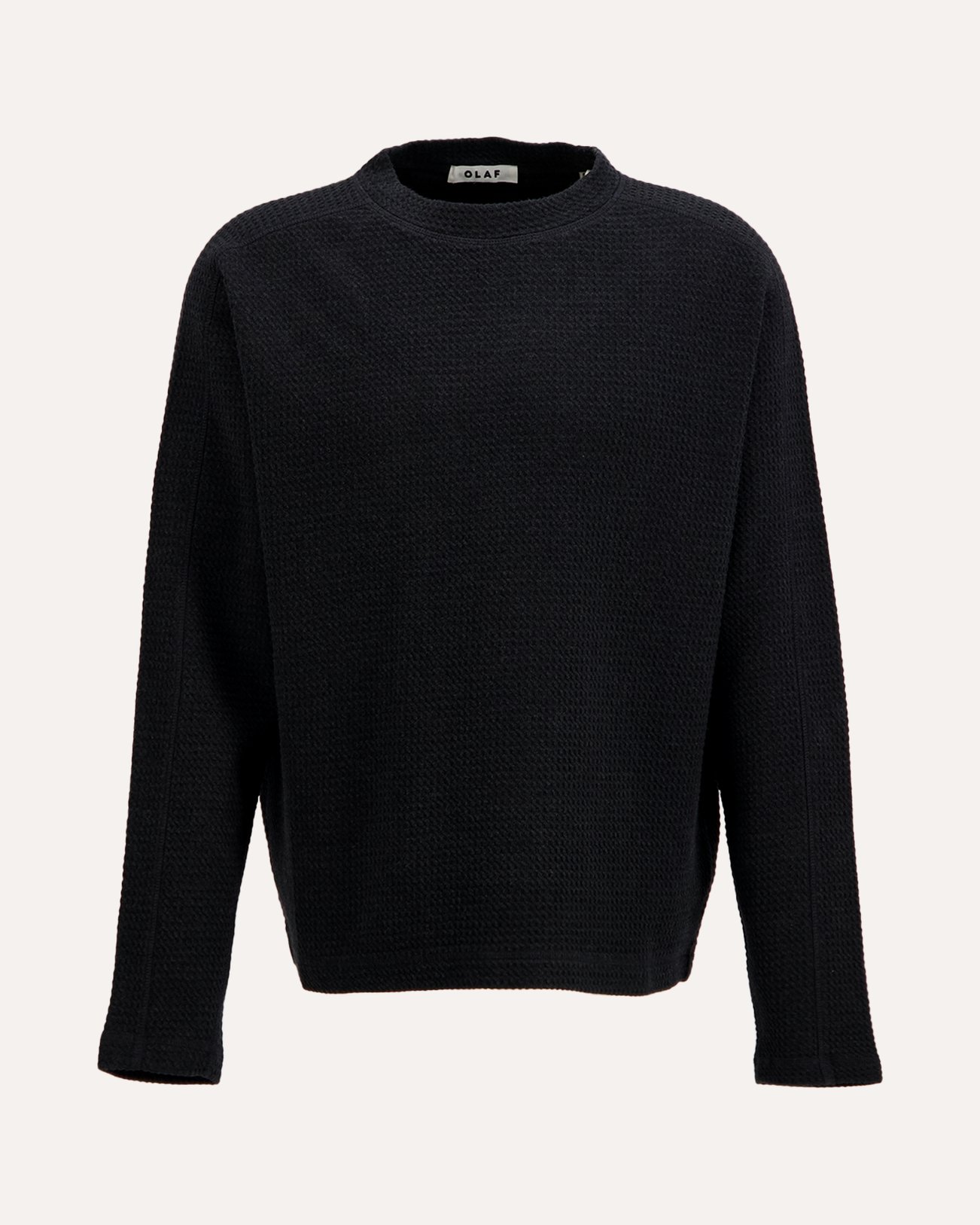 OLAF Waffle Crewneck ZWART 1