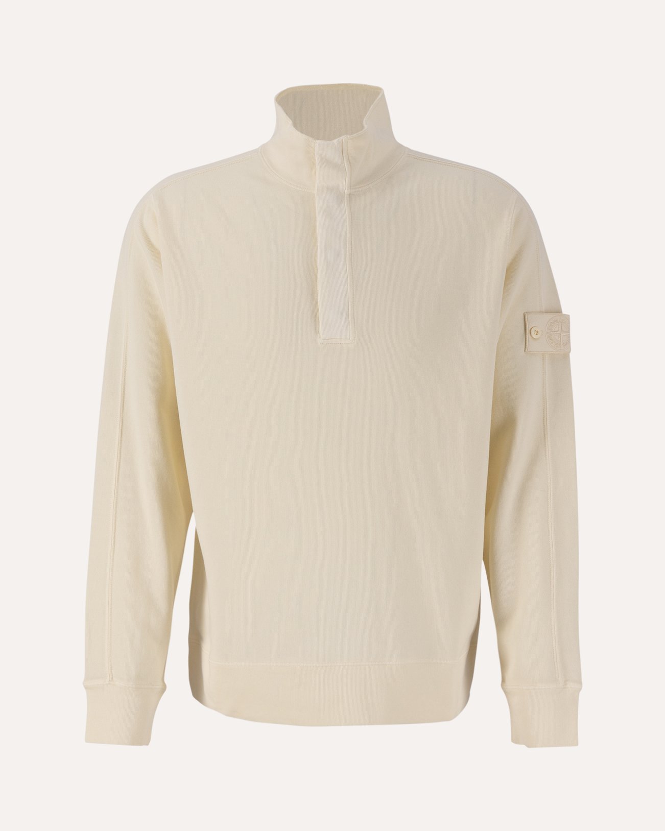 Stone Island 655F3 Ghost Piece - Light Organic Cotton Fleece Halfzip Sweatshirt OFFWHITE 1