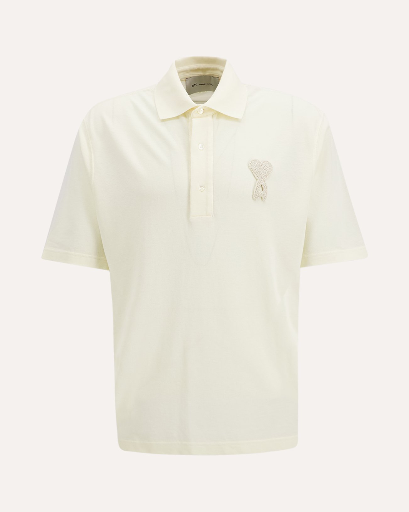 AMI Paris Polo Boxy Fit Avec Patch Crochet Ami De Coeur CREME 1