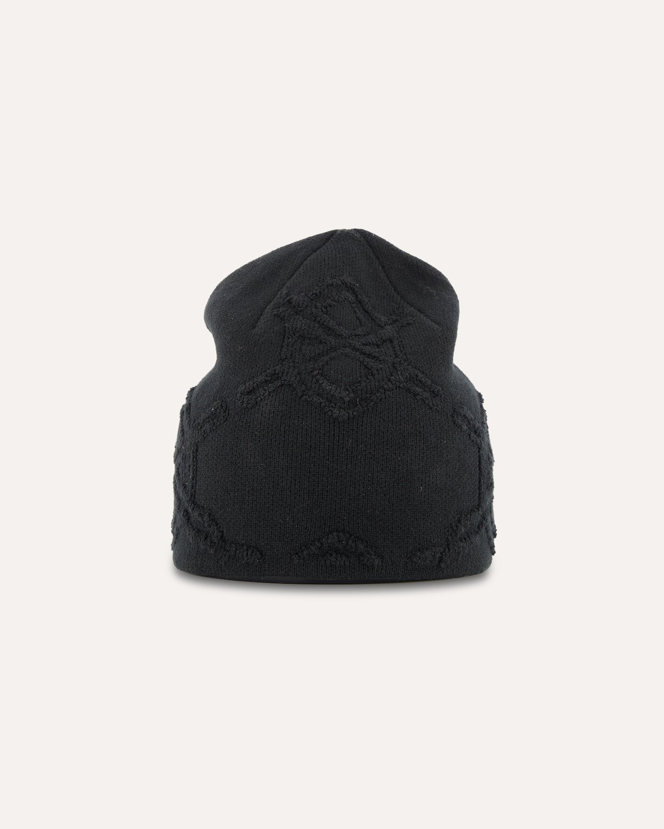 Daily Paper Textured Shield Skull Cap Beanie ZWART 1
