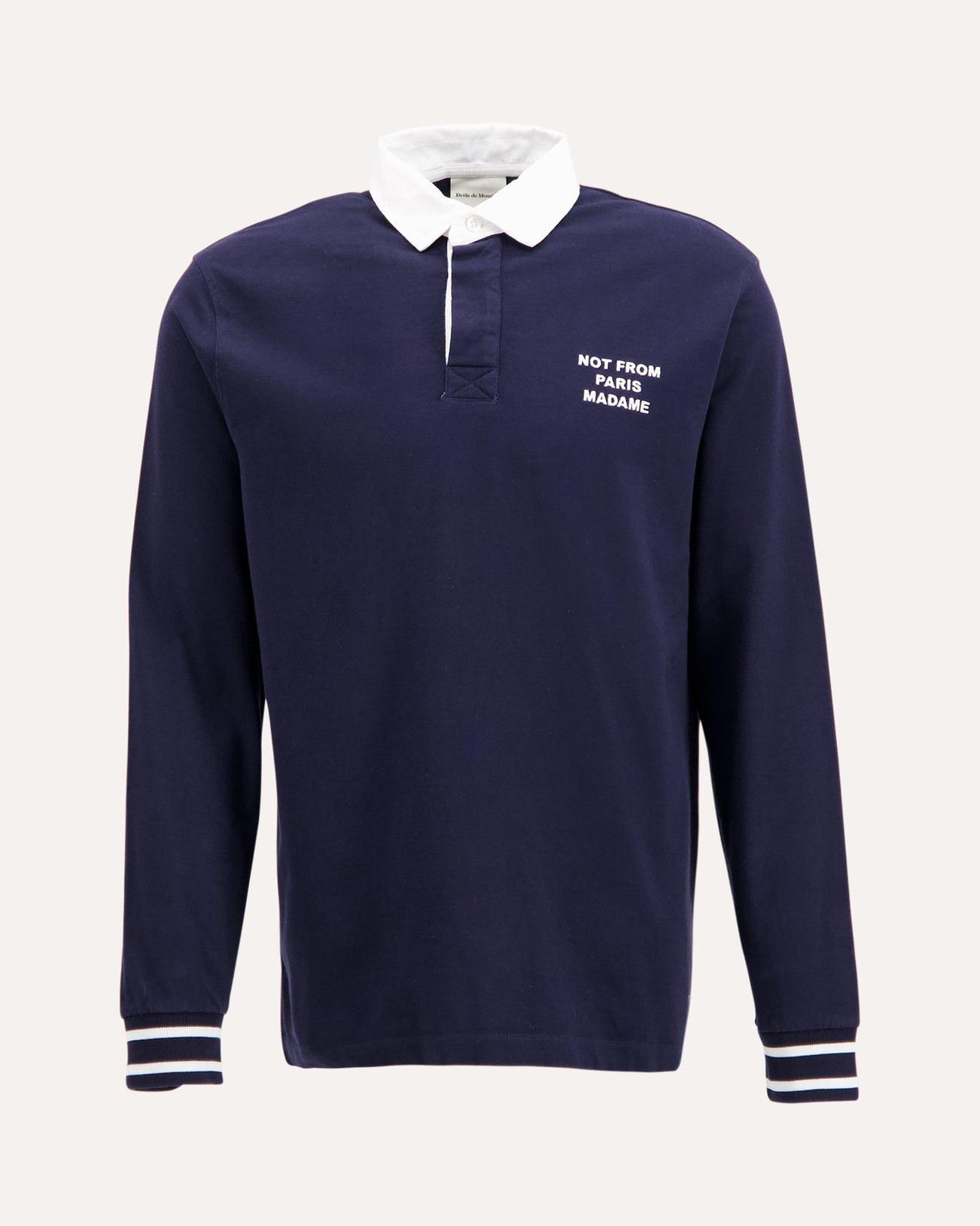 Drole de Monsieur Slogan Longsleeve Polo DONKERBLAUW 1