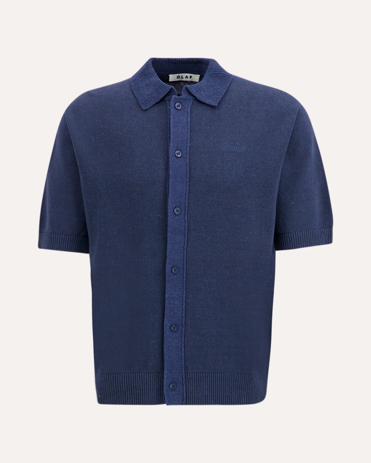 OLAF Linen Knitted Ss Polo DONKERBLAUW 1