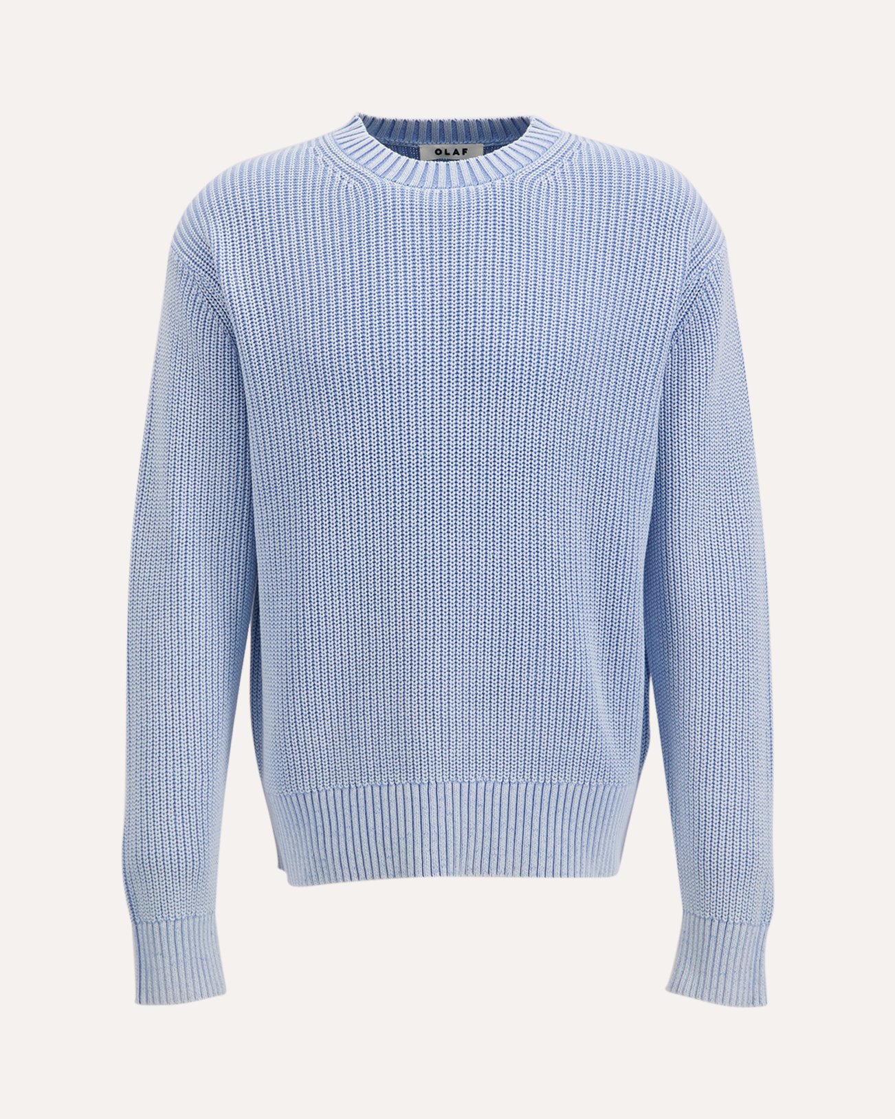 OLAF Washed Knitted Essential Crew Neck BLAUW 1