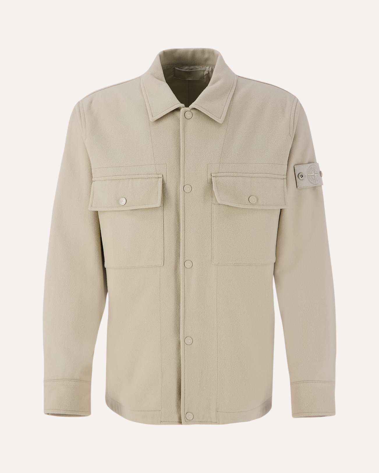 Stone Island 120F4 Flanella Lana/Nylon Ghost Piece Overshirt BEIGE 1