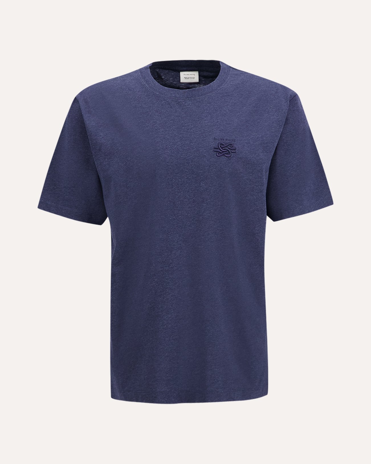 Filling Pieces T Shirt Embroidered Knot Melange DONKERBLAUW 1