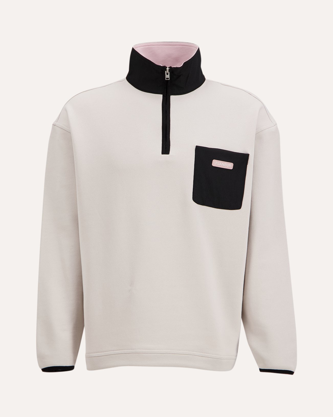 Flaneur Badge Classic Half Zip Pullover GRIJS 1