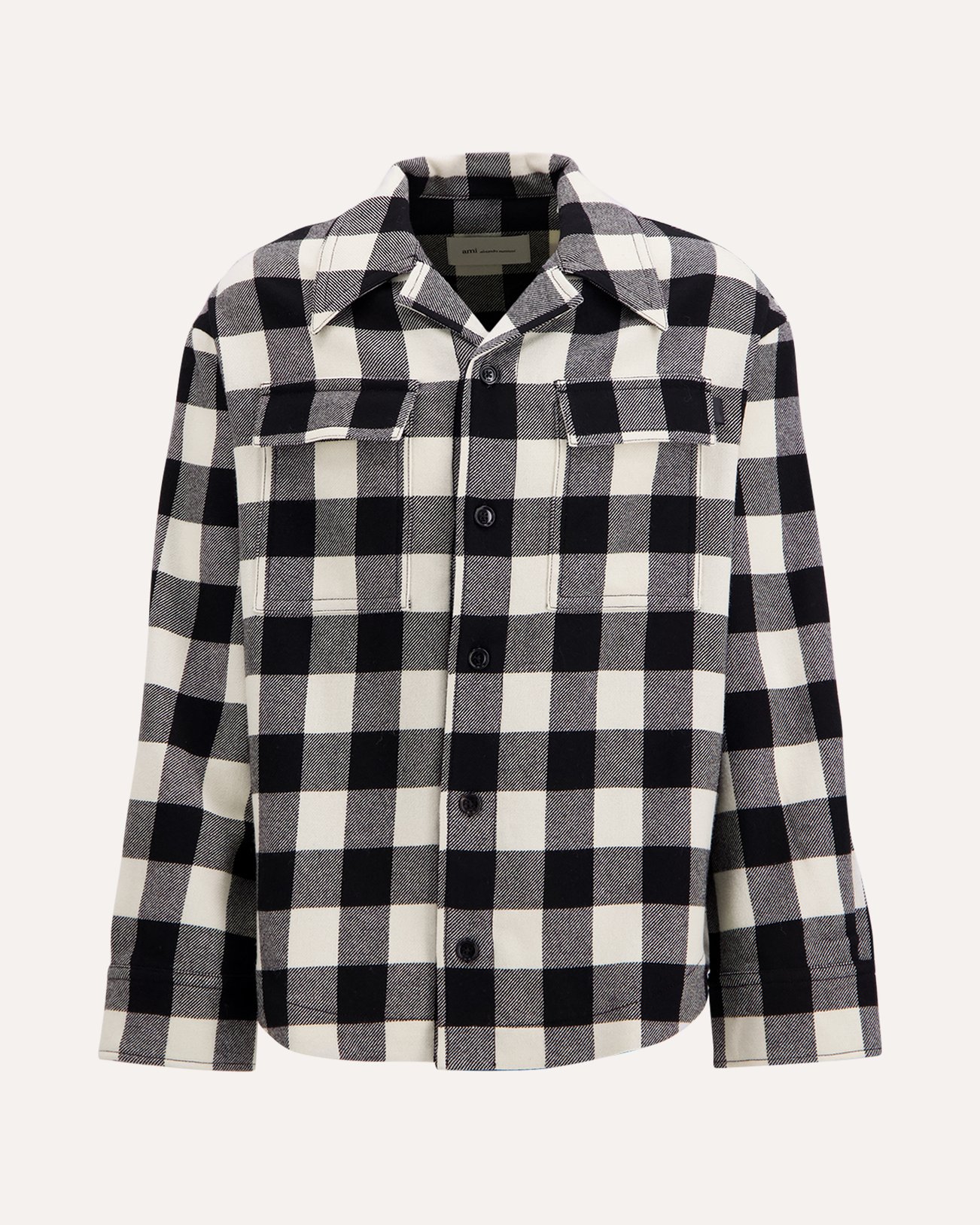 AMI Paris Wide Camp Collar Overshirt With Long Sleeves And Patch Pockets BEIGE 1