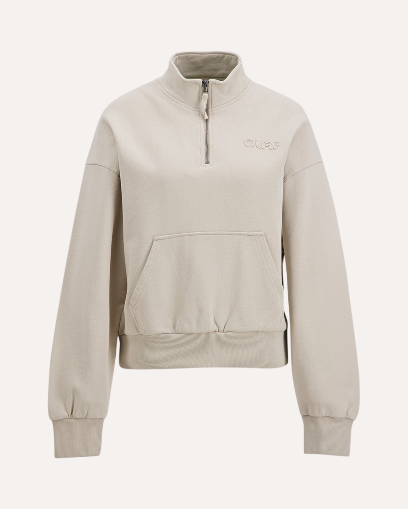 OLAF Wmn Retro Logo Half Zip Sweat BEIGE 1