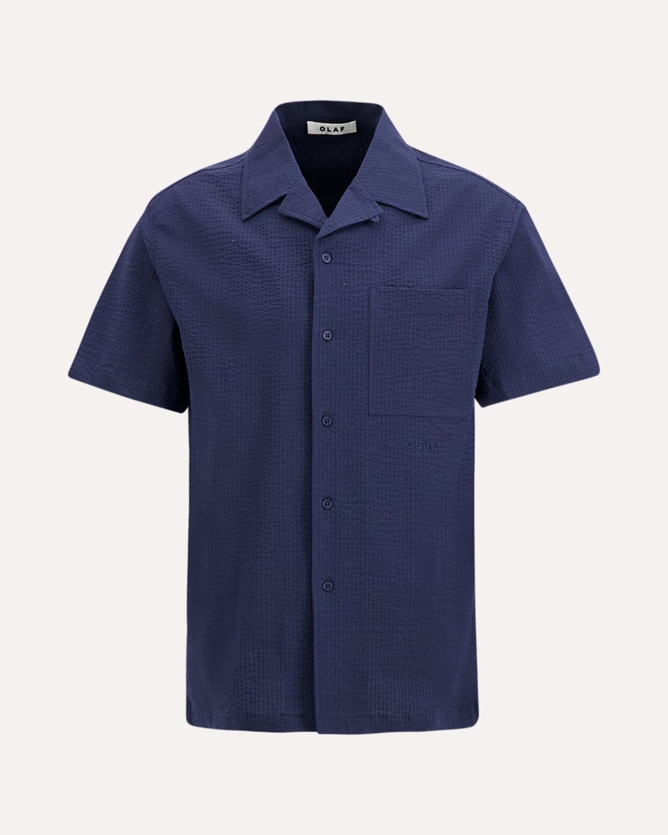 OLAF Seersucker Camp Shirts DONKERBLAUW 1
