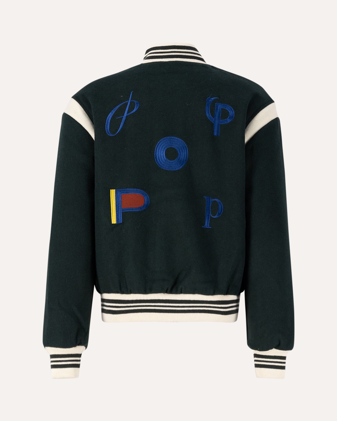POP Trading Company Parra Varsity Jacket DONKERGROEN 2