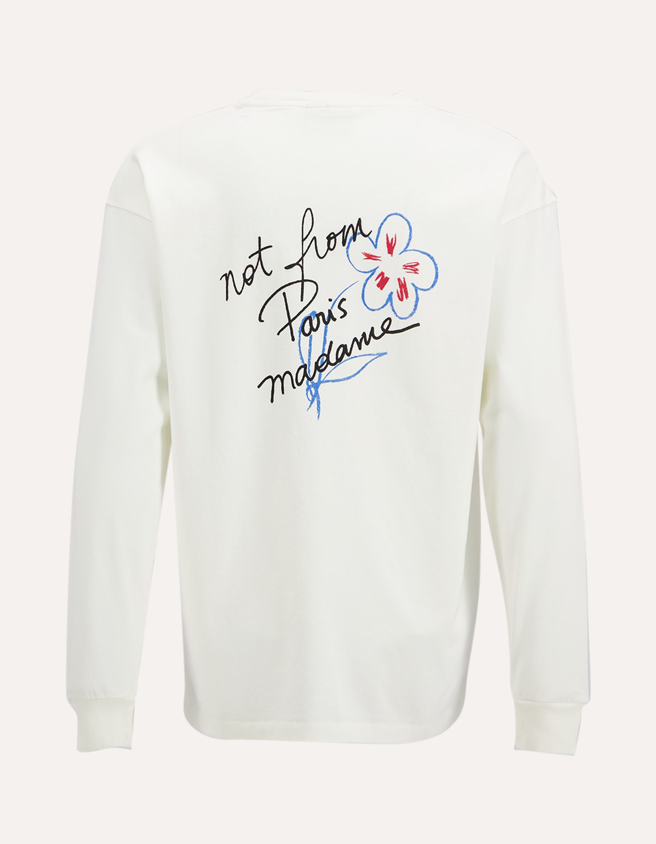 Drole de Monsieur Esquisse Slogan Long Sleeve T-shirt WIT 1