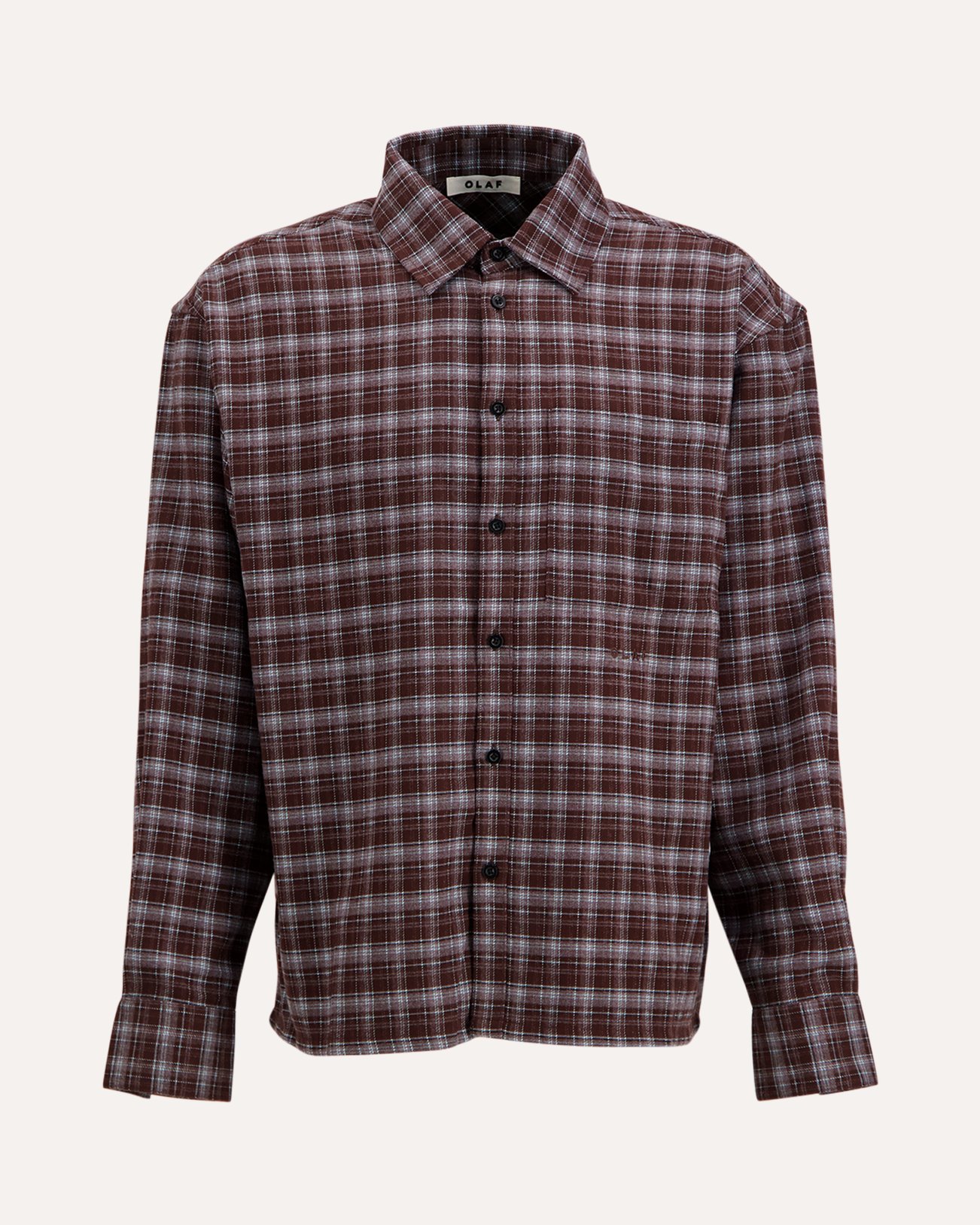 OLAF Flannel Boxy Shirt DONKERBRUIN 1