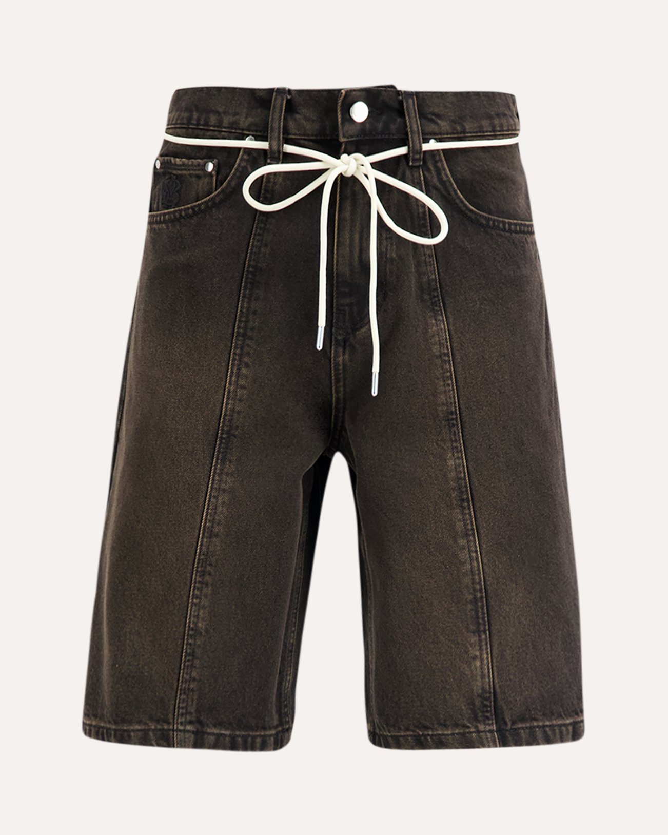 about:blank Felled Denim Short ZWART 1