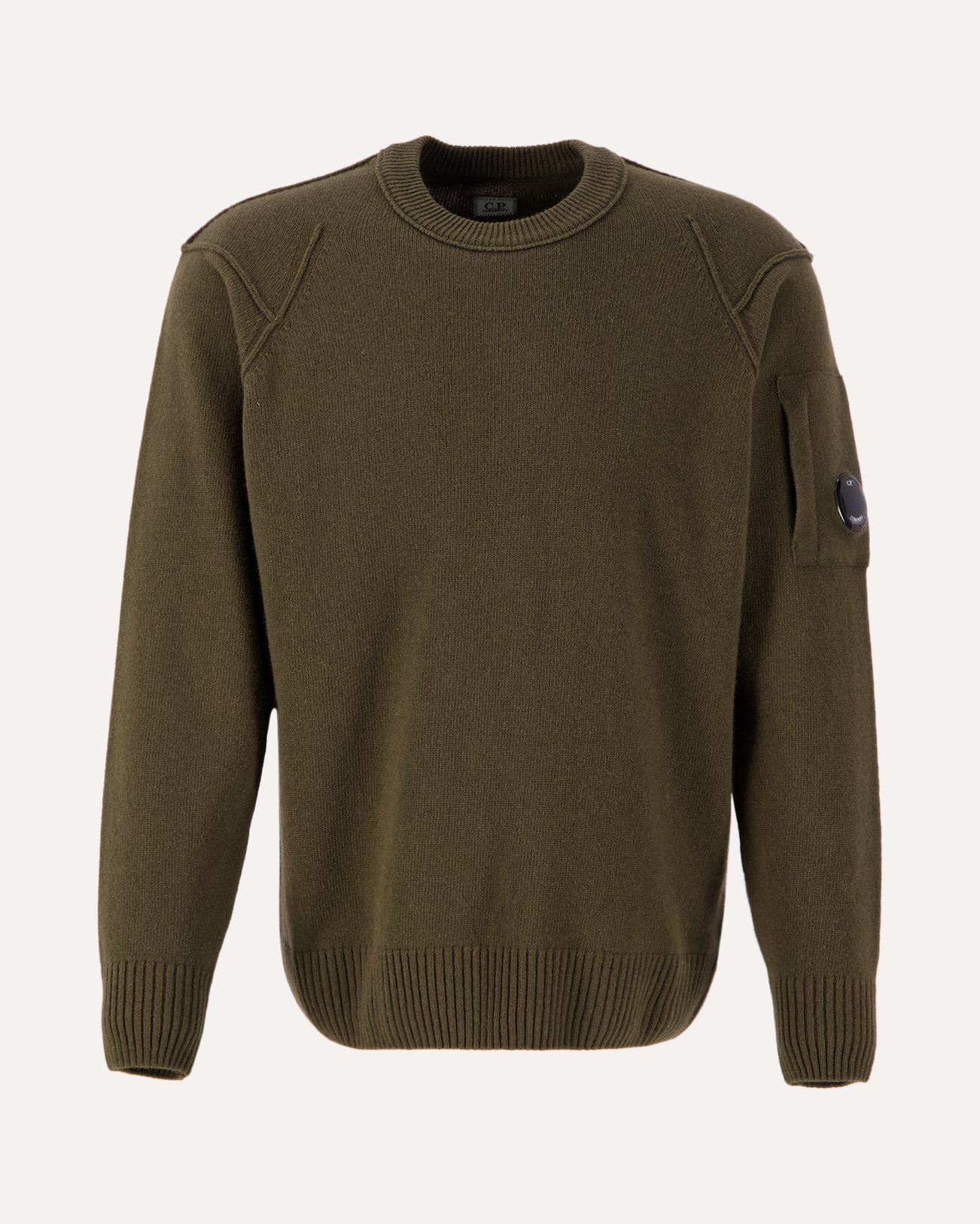 C.P. Company Lambswool Crew Neck Knit DONKERGROEN 1