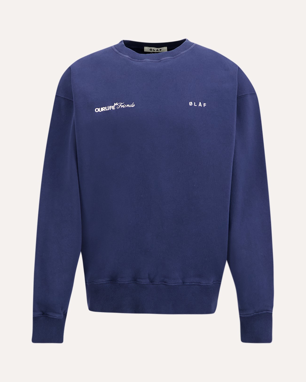OLAF Script Friends Boxy Crewneck BLAUW 1