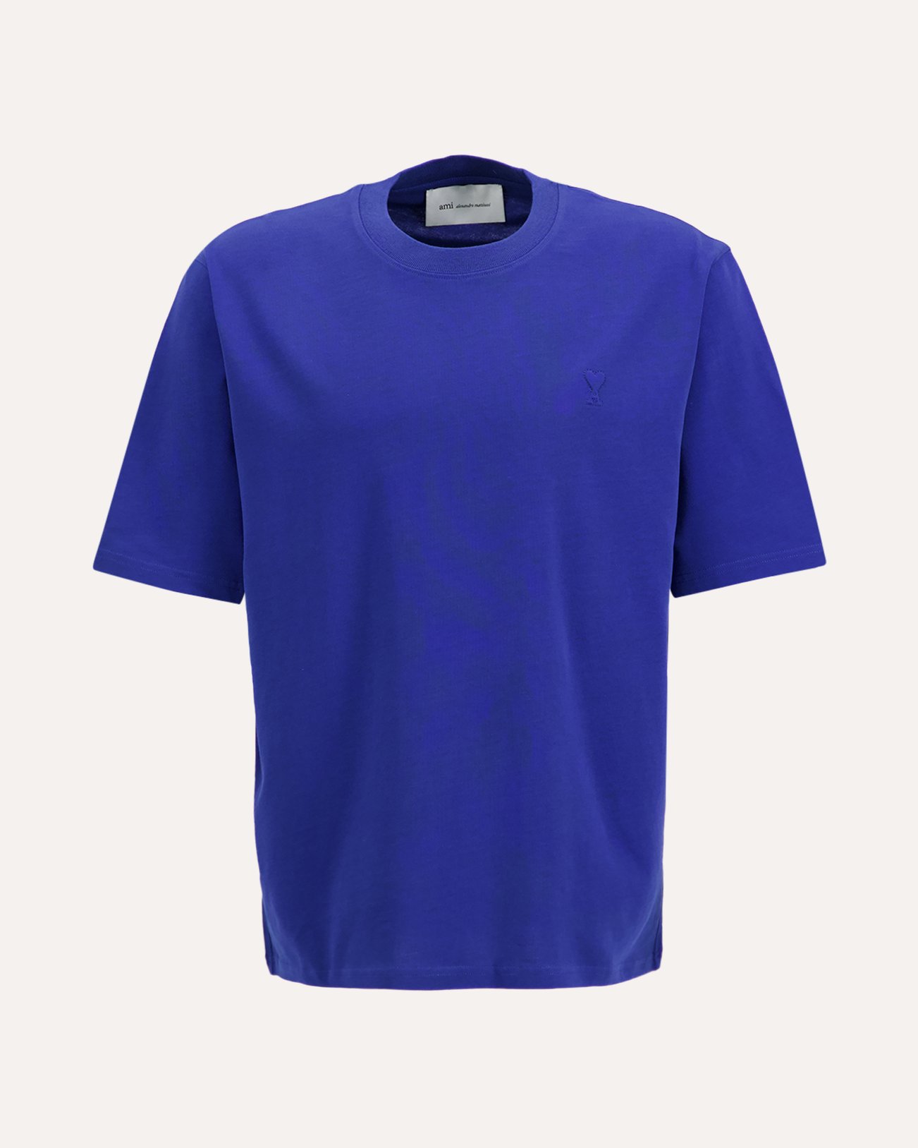AMI Paris Tshirt With Tonal Embossed Ami De Coeur BLAUW 1