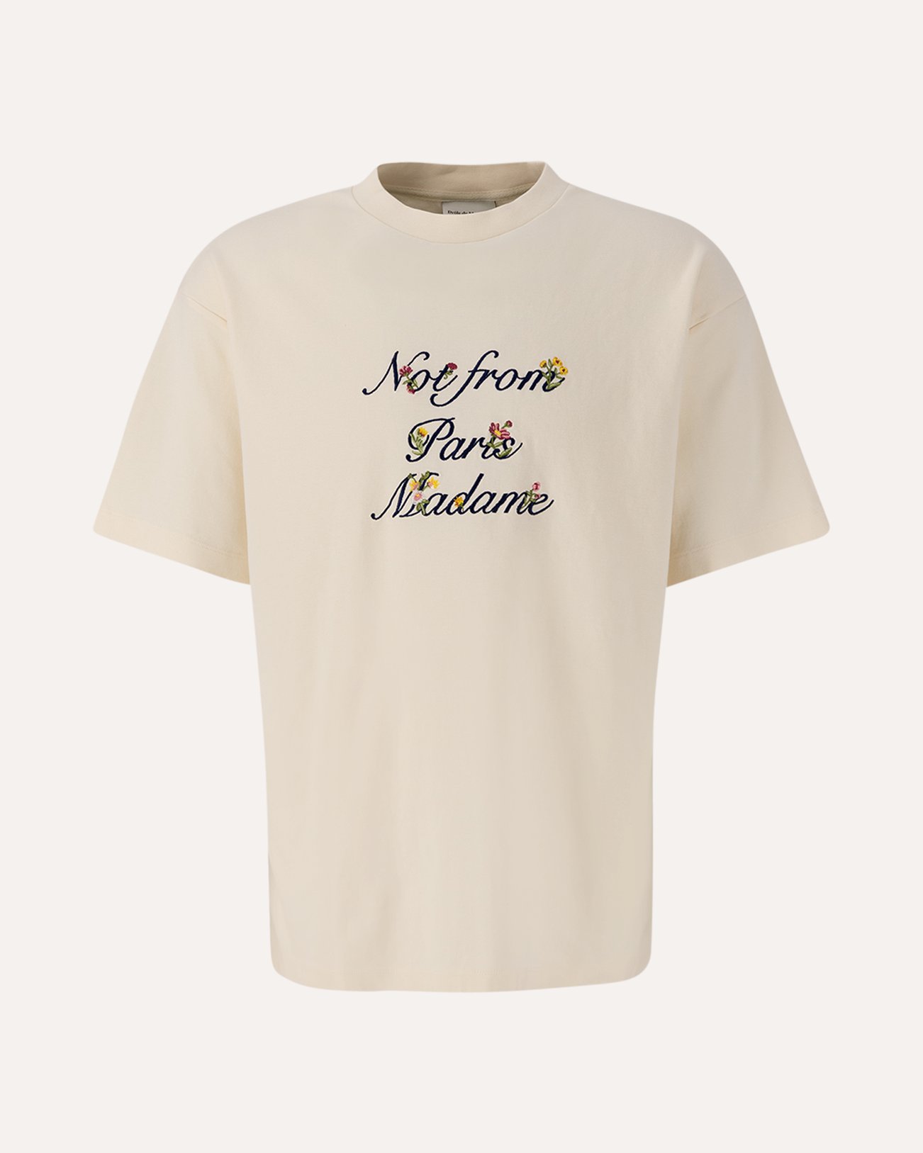 Drole de Monsieur Le T-Shirt Slogan A Fleurs CREAM 1