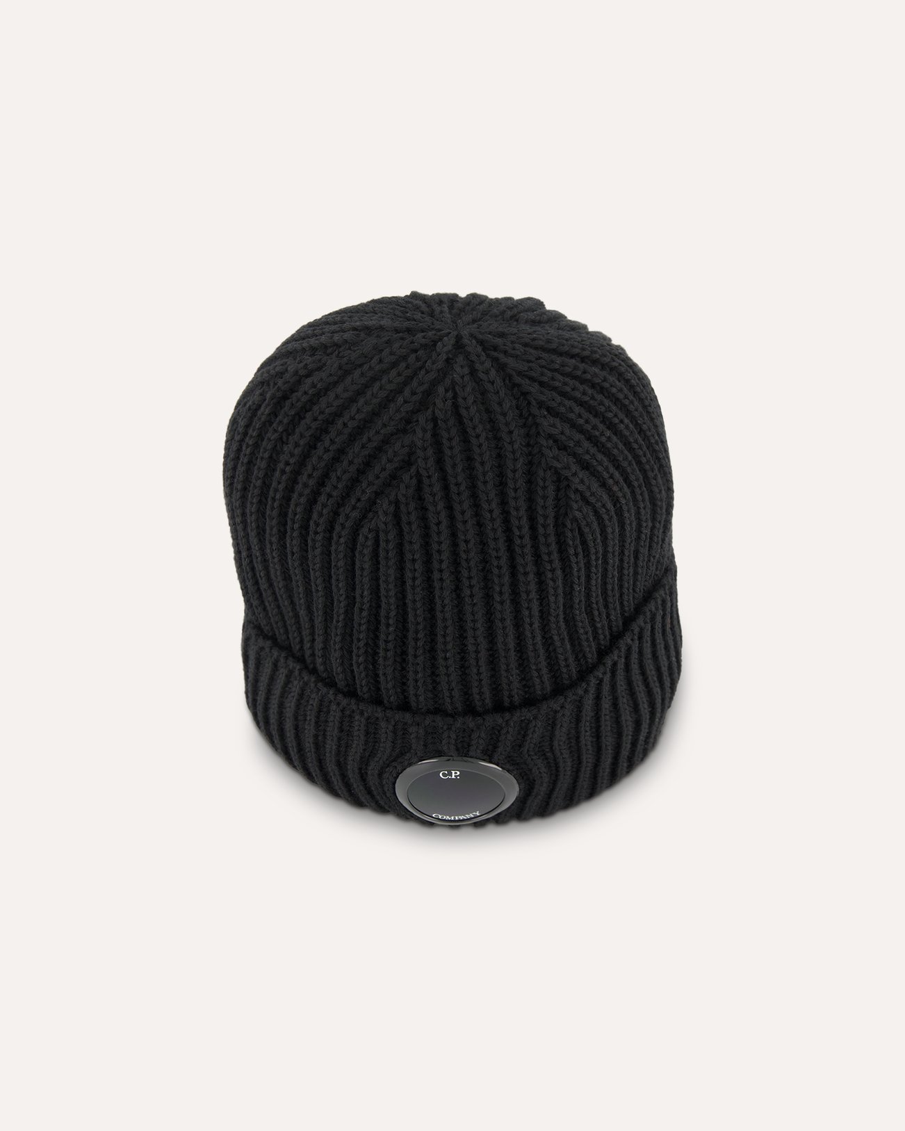 C.P. Company Extra Fine Merino Wool Lens Beanie ZWART 1