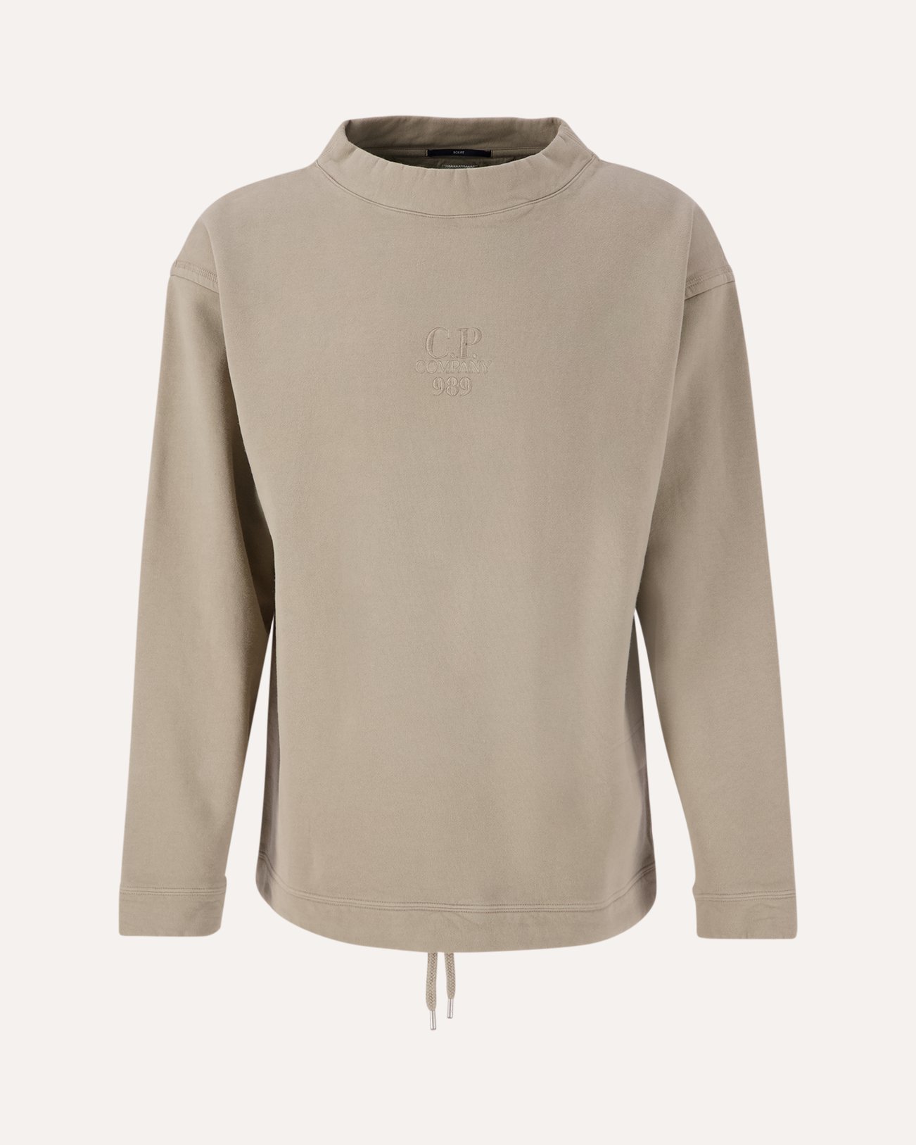 C.P. Company Diagonal Fleece Boxy Funnel Neck Sweatshirt BEIGE 1