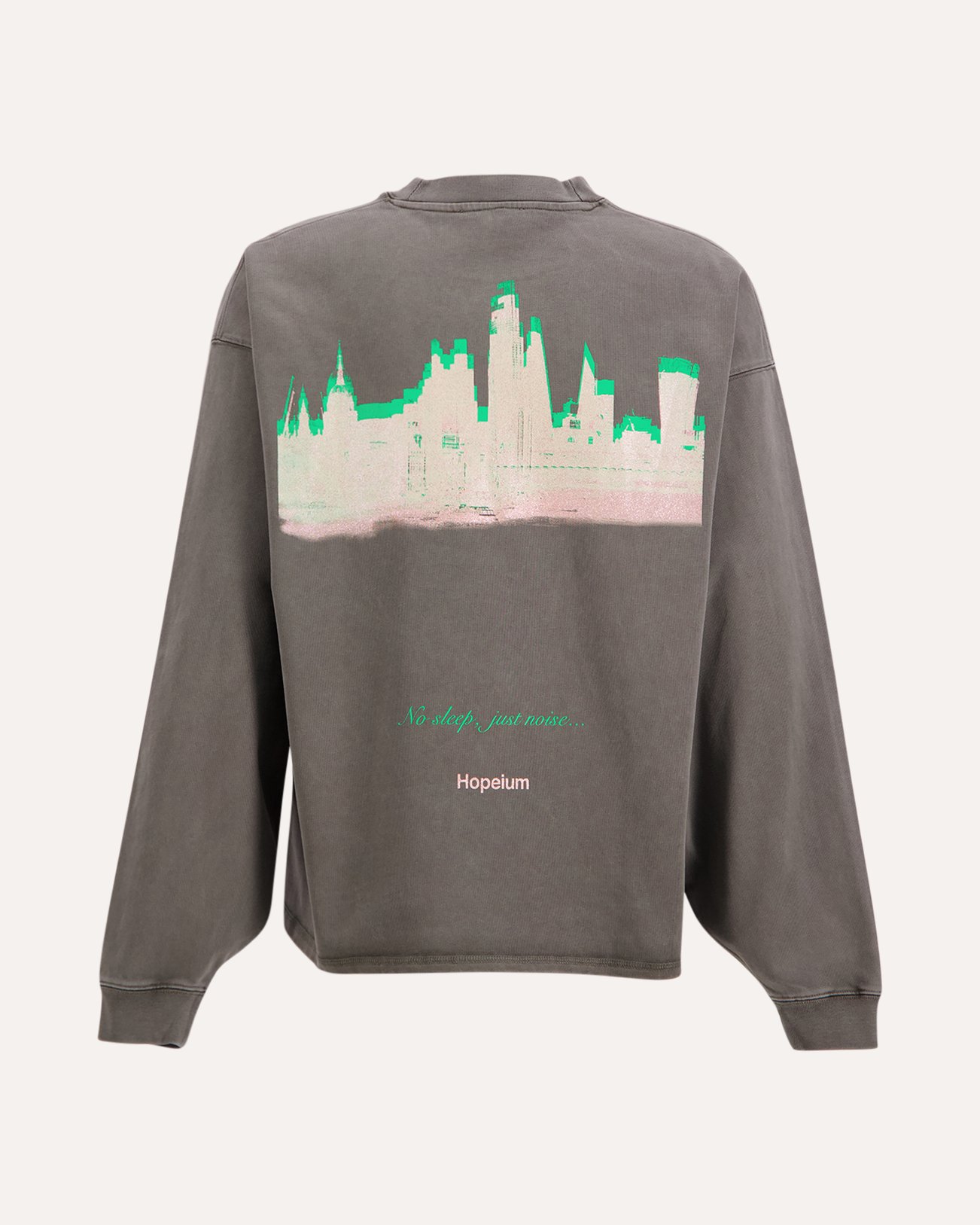 Hopeium No Sleep Just Noise L/S Tee Heavy Washed GRIJS 1