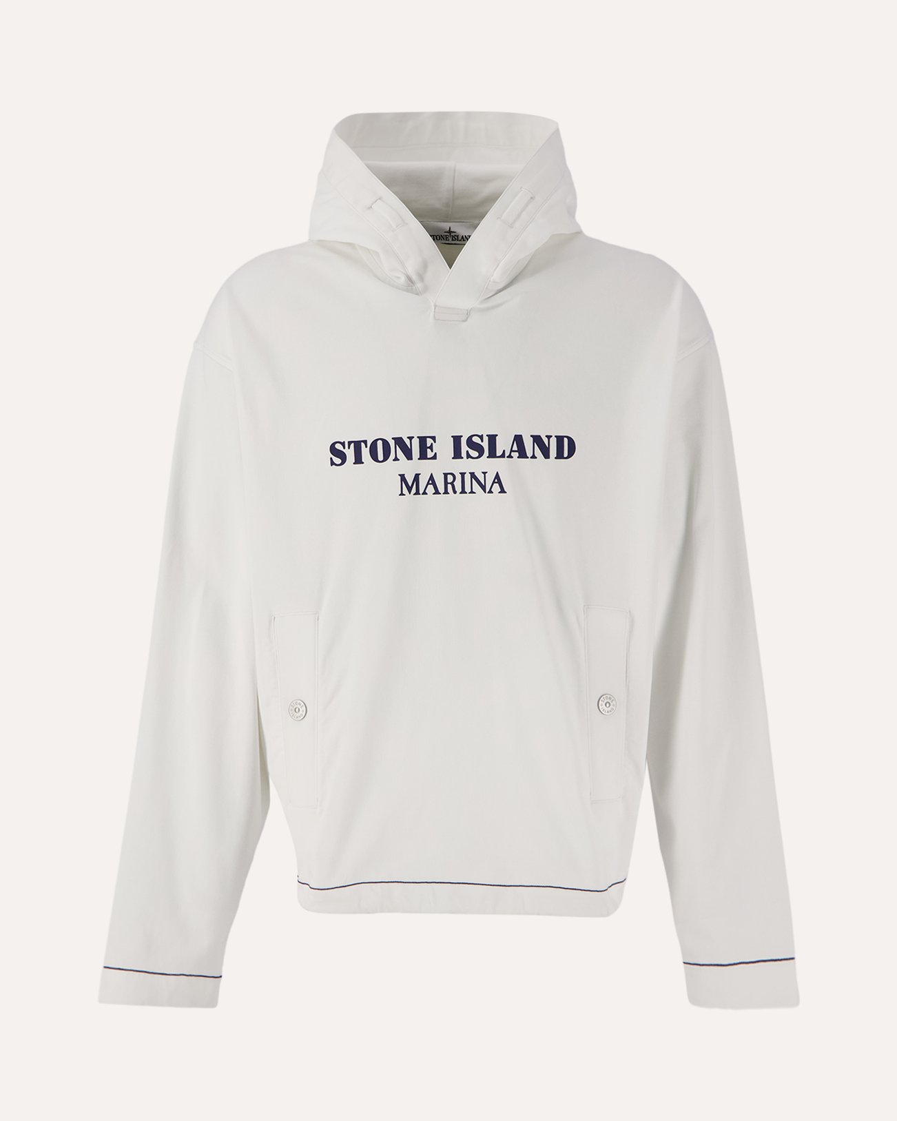 Stone Island 614X2 Stone Island Marina - Heavy Cotton Jersey Garment Dyed 'Old' Effect Hooded Sweatshirt WIT 1