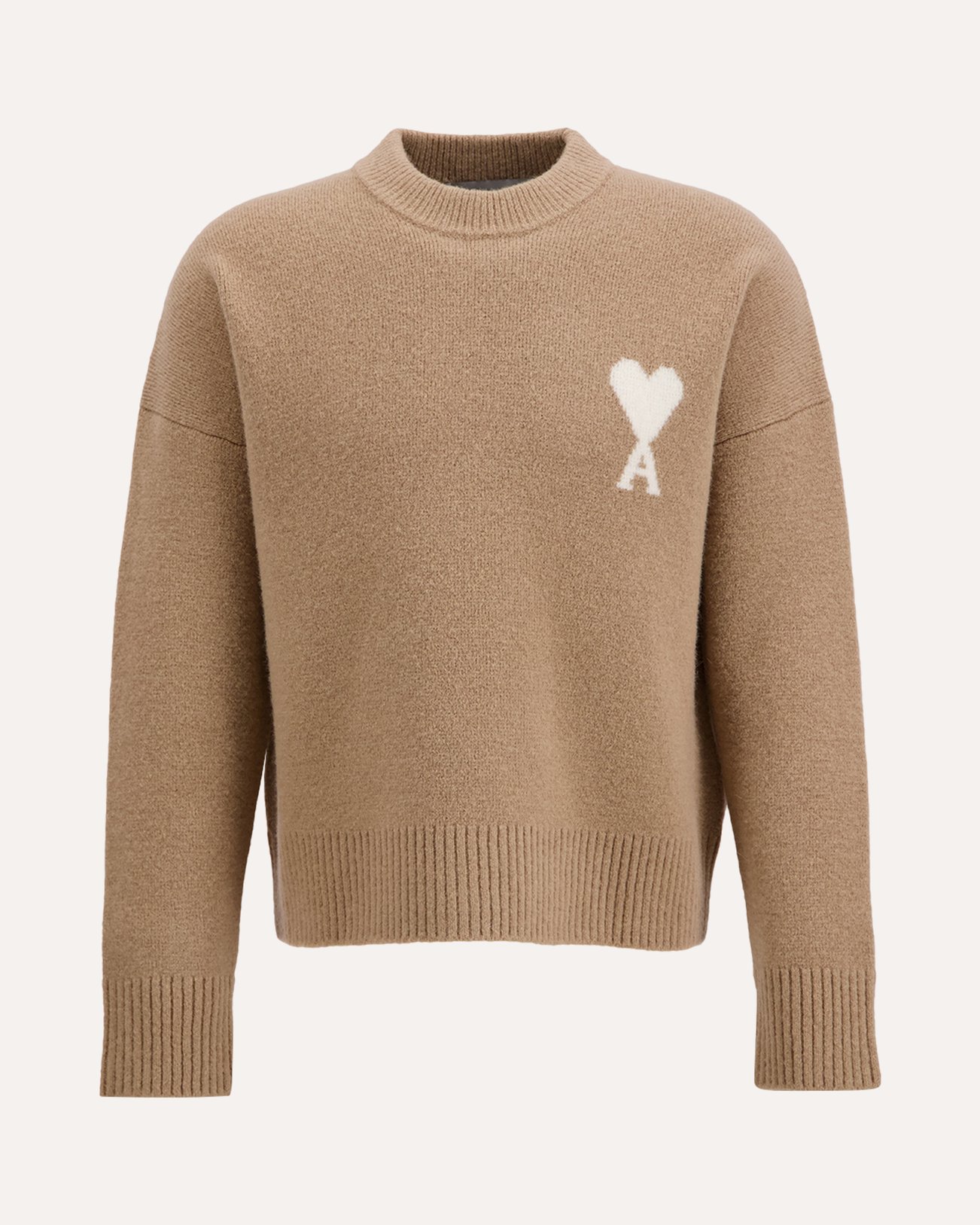 AMI Paris Crewneck Sweater With Ami De Coeur BEIGE 1