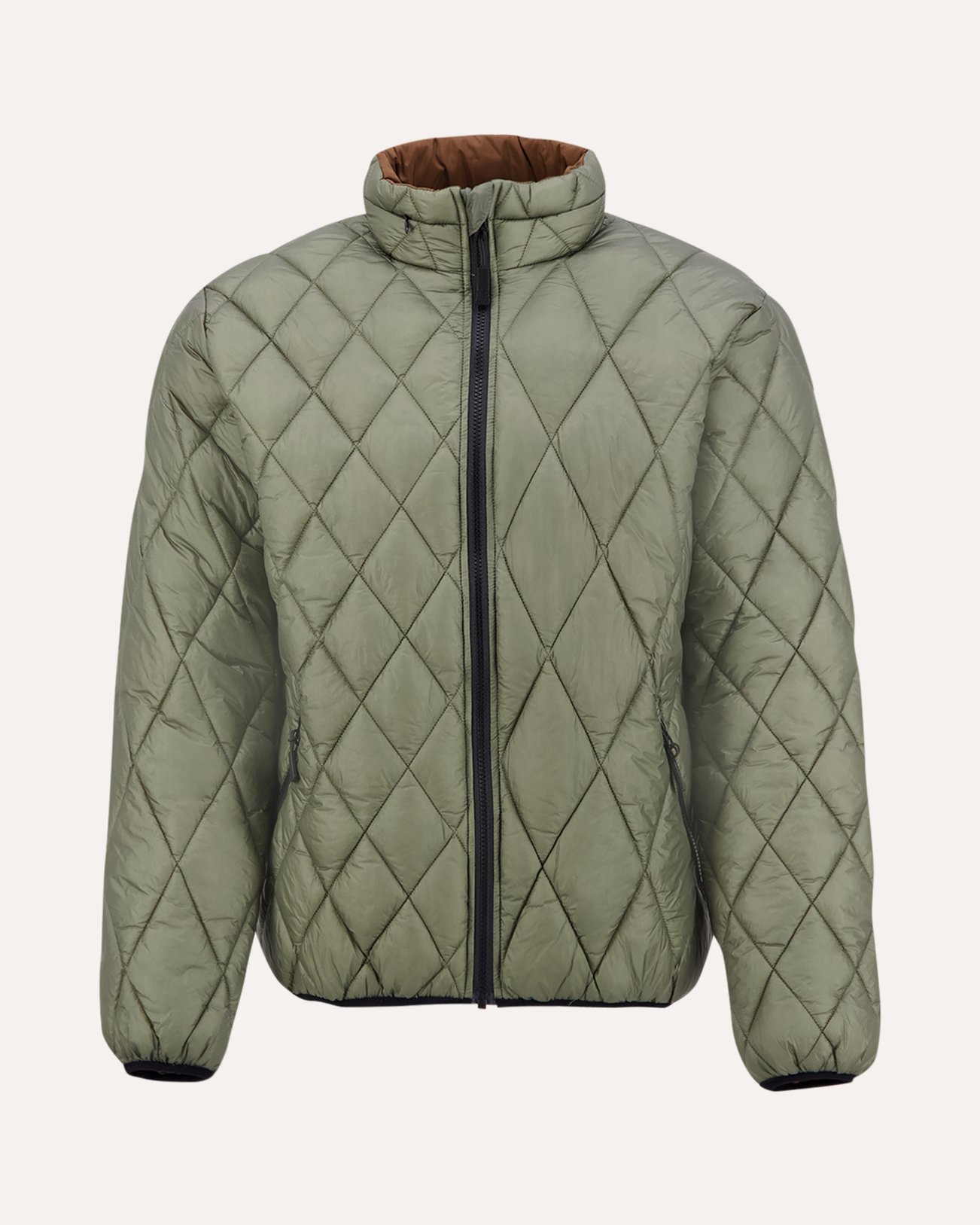 POP Trading Company Quilted Reversible Jacket DONKERGROEN 1